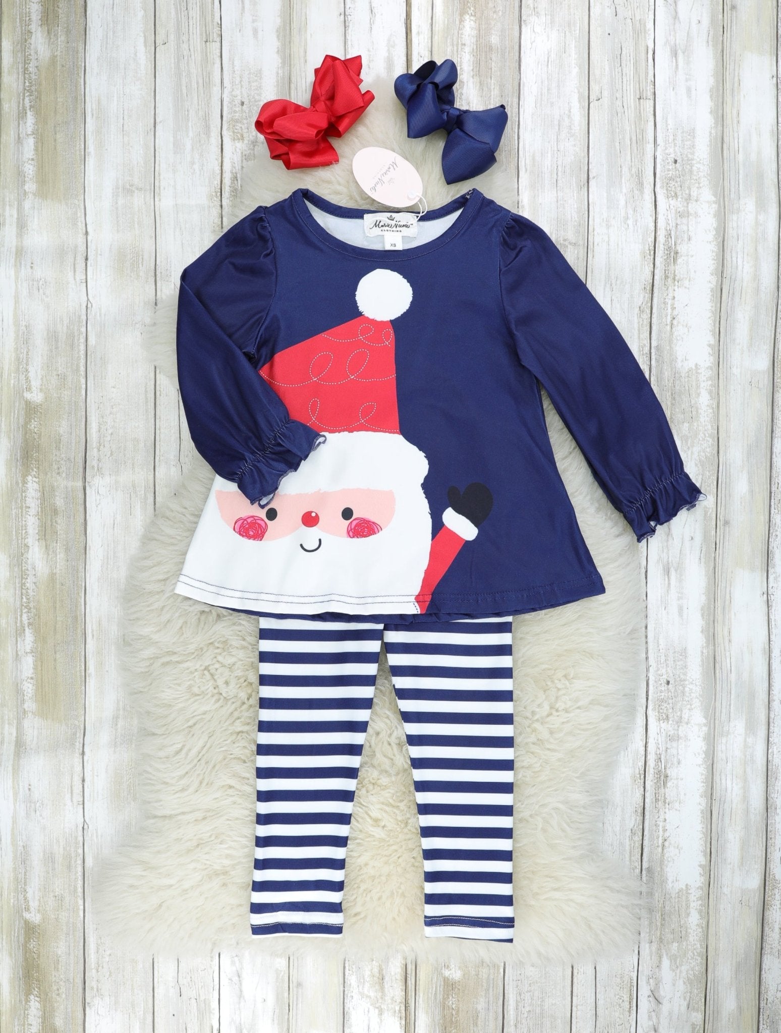 Striped Jolly Santa Tunic Outfit - Marie Nicole Clothing