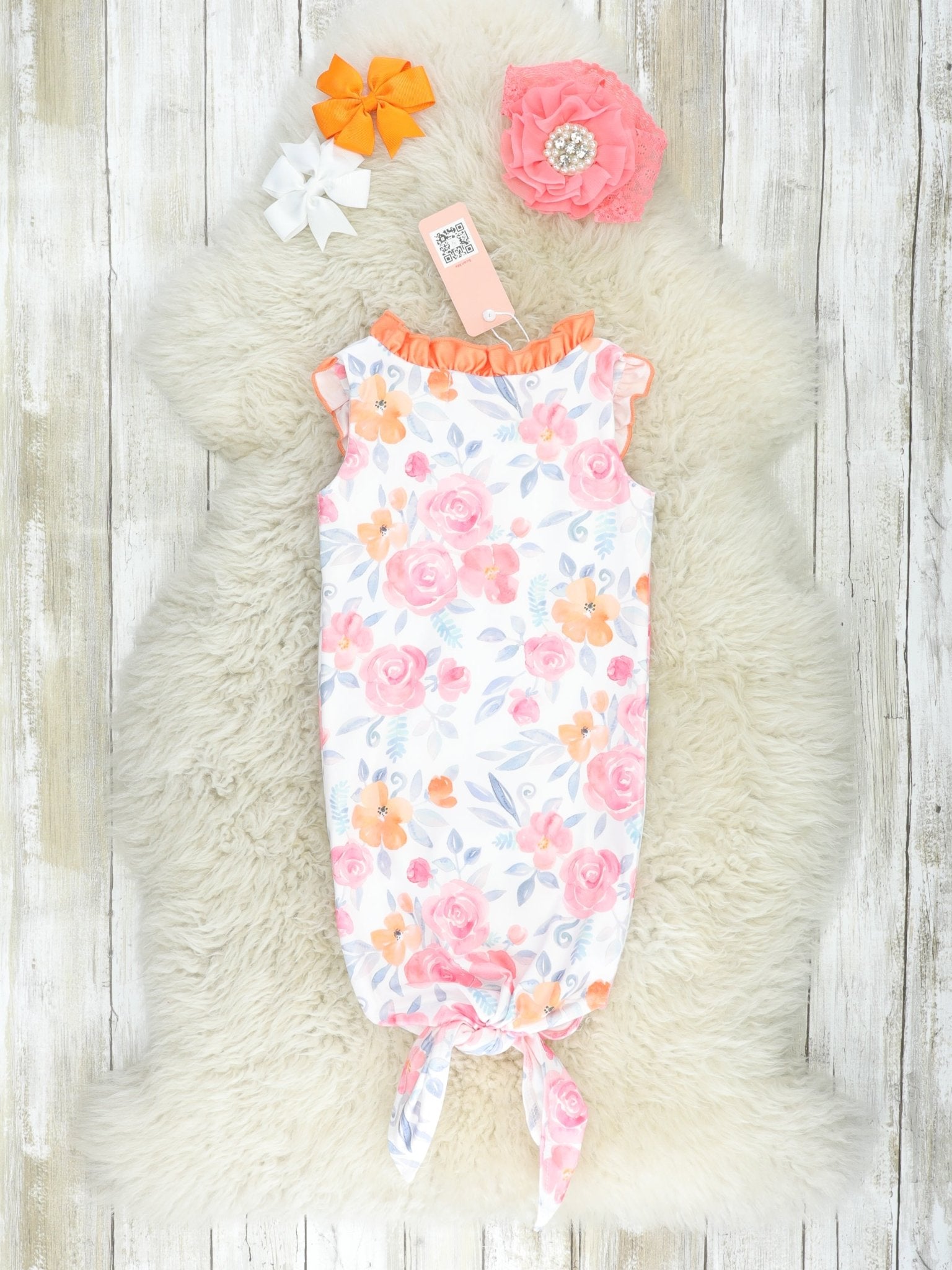 Pink & Orange Rose Knot Gown - Marie Nicole Clothing