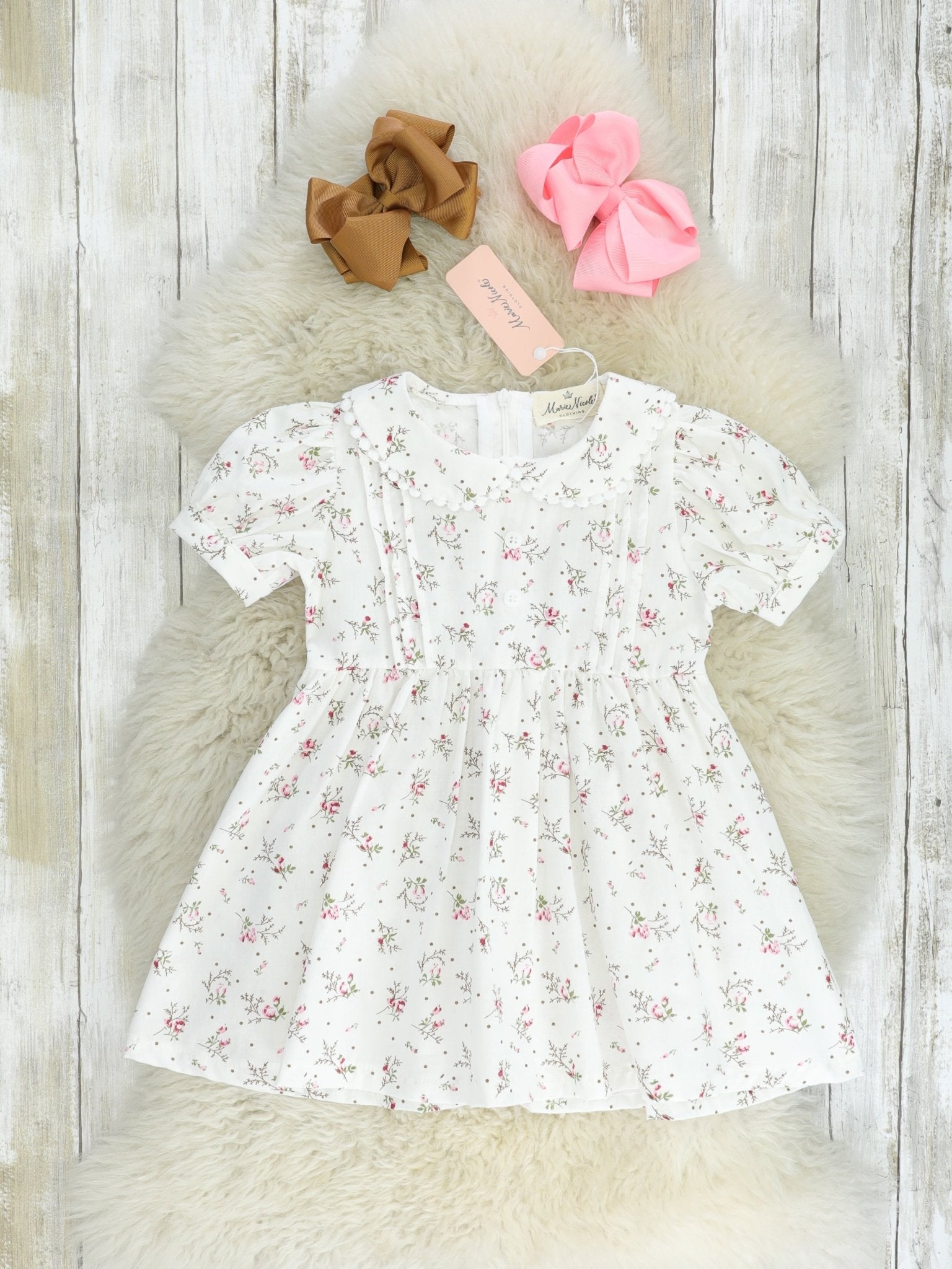 Vintage Pink Floral Dress - Marie Nicole Clothing