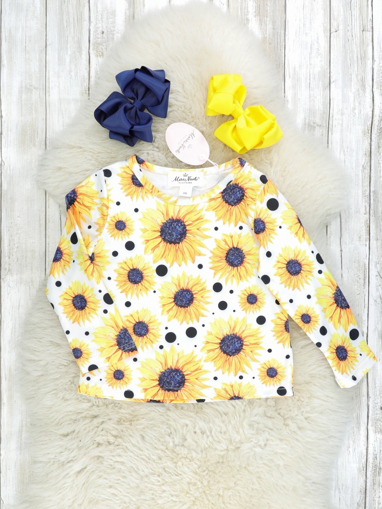 Sunflower Top & Distressed Denim Overall Set - Marie Nicole Clothing
