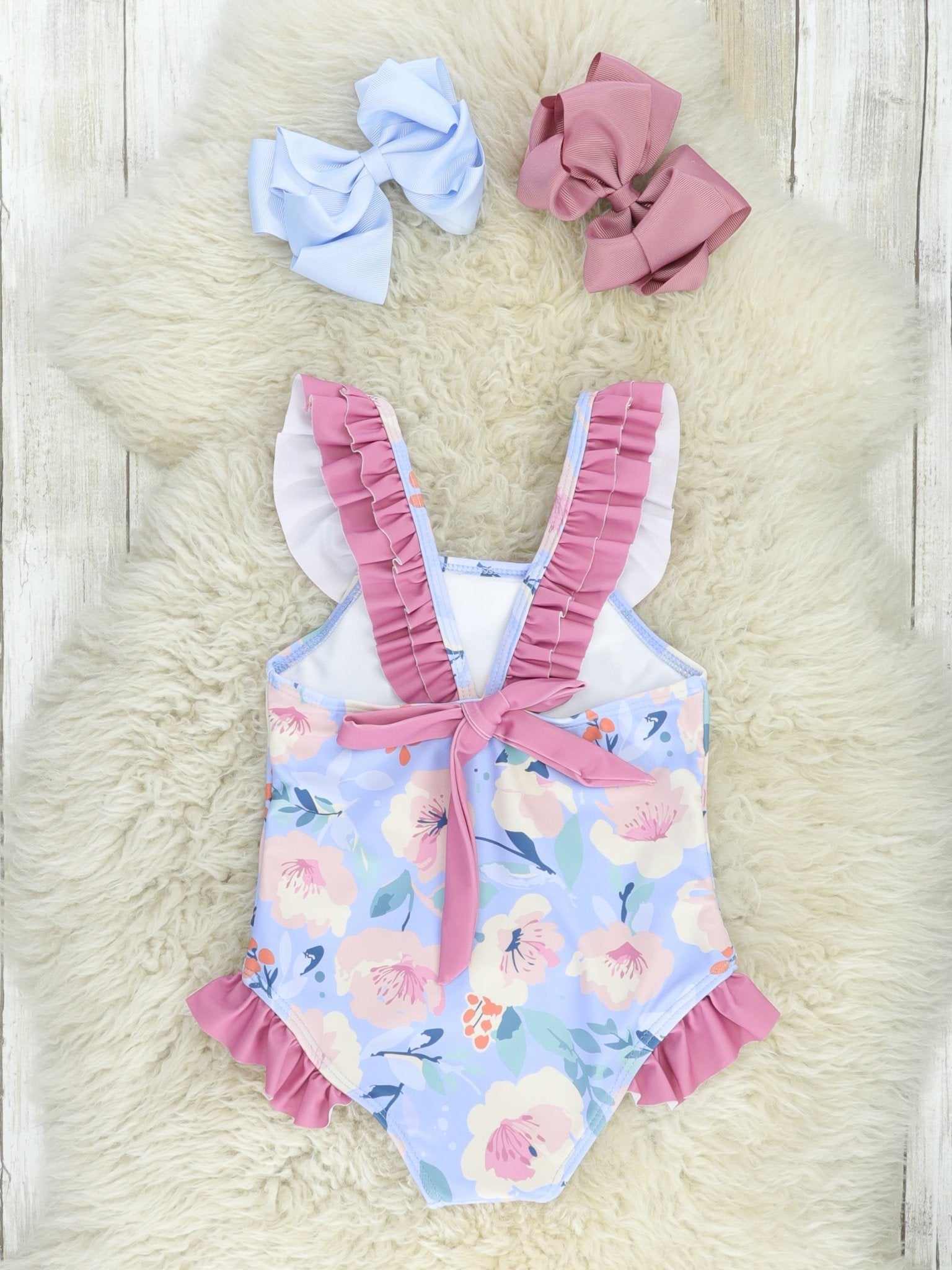 Purple Floral Ruffle One - Piece Swimsuit - Marie Nicole Clothing
