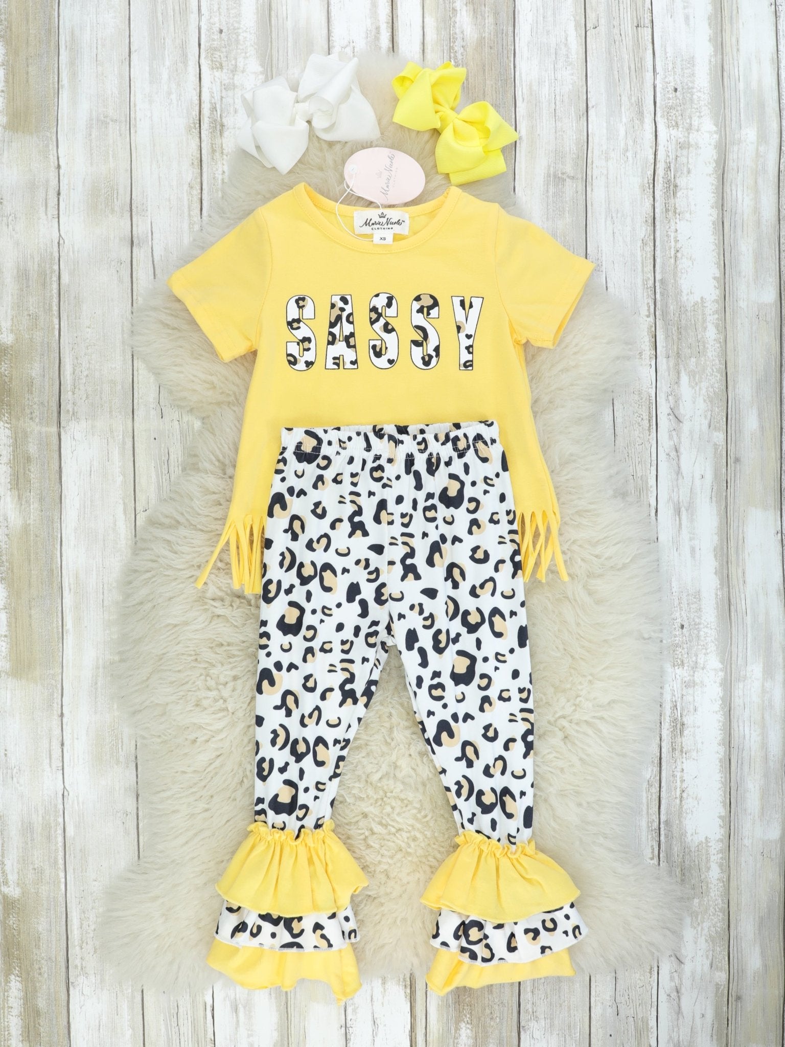 Yellow Leopard Sassy Outfit - Marie Nicole Clothing