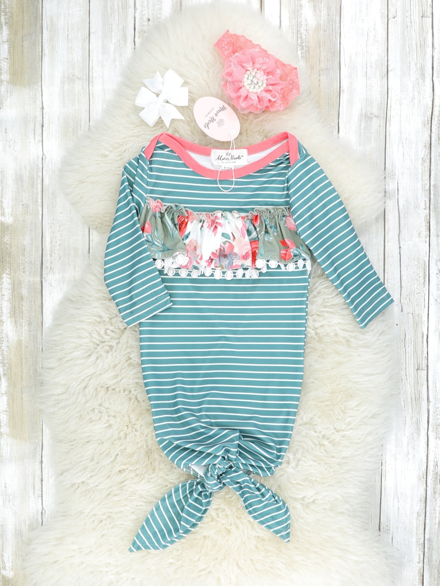 Soft Green Rose Sleep Gown - Marie Nicole Clothing