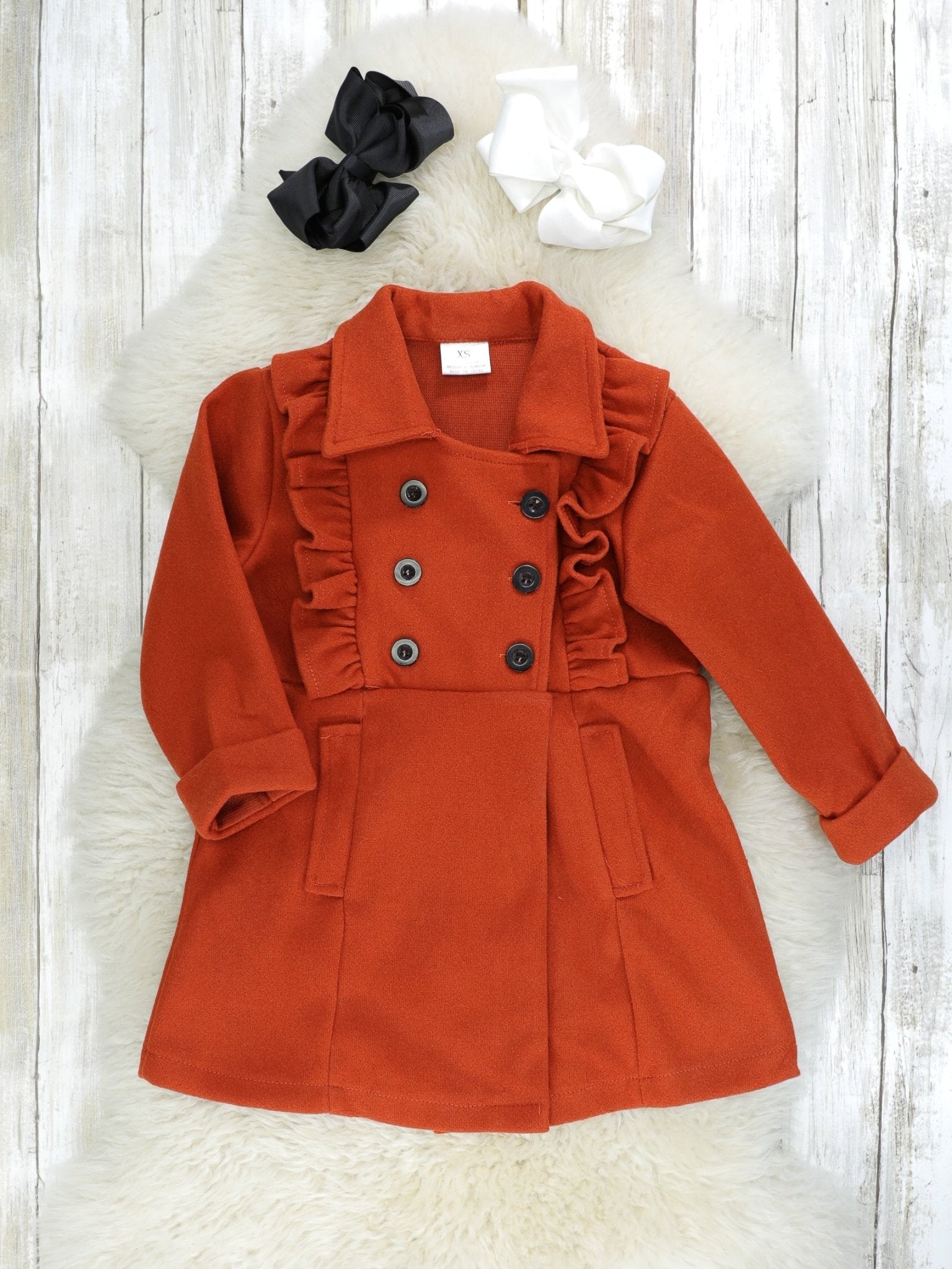 Rust Collared Ruffle Jacket - Marie Nicole Clothing