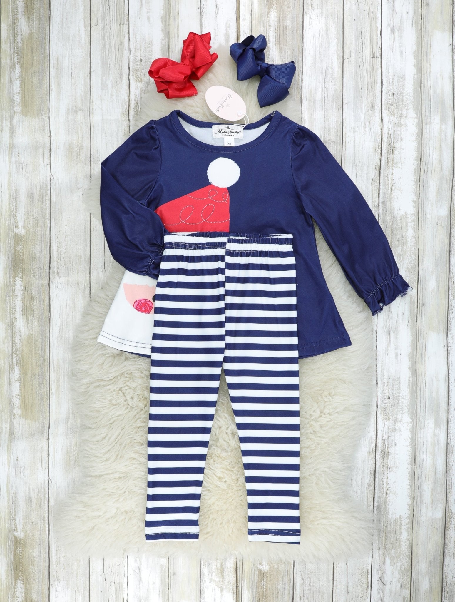 Striped Jolly Santa Tunic Outfit - Marie Nicole Clothing