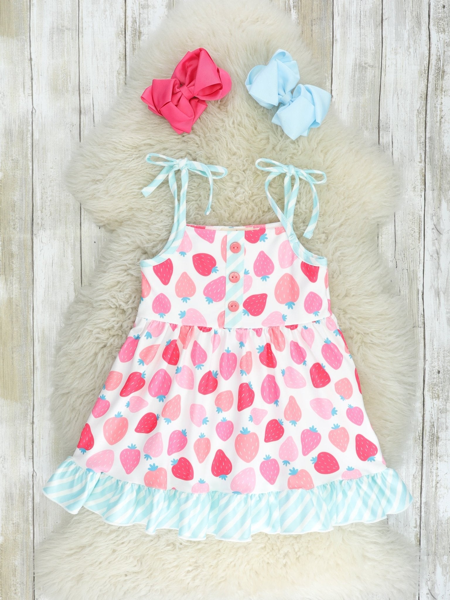 Blue Stripe Strawberry Tank Dress - Marie Nicole Clothing