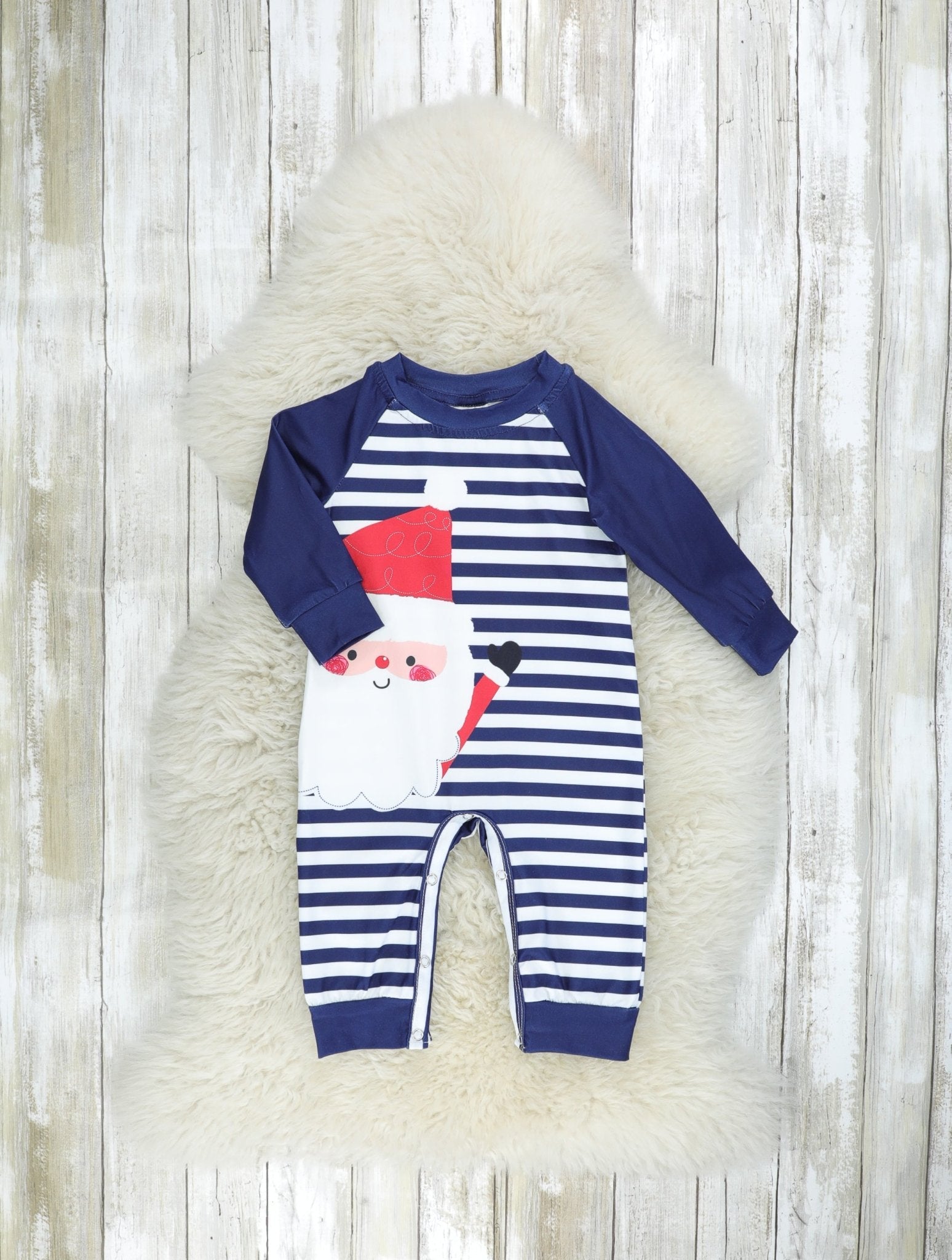 Striped Jolly Santa Romper - Marie Nicole Clothing