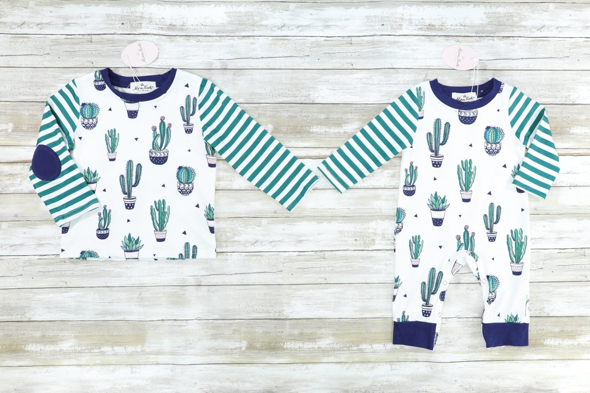 Striped Raglan Cactus Romper - Marie Nicole Clothing