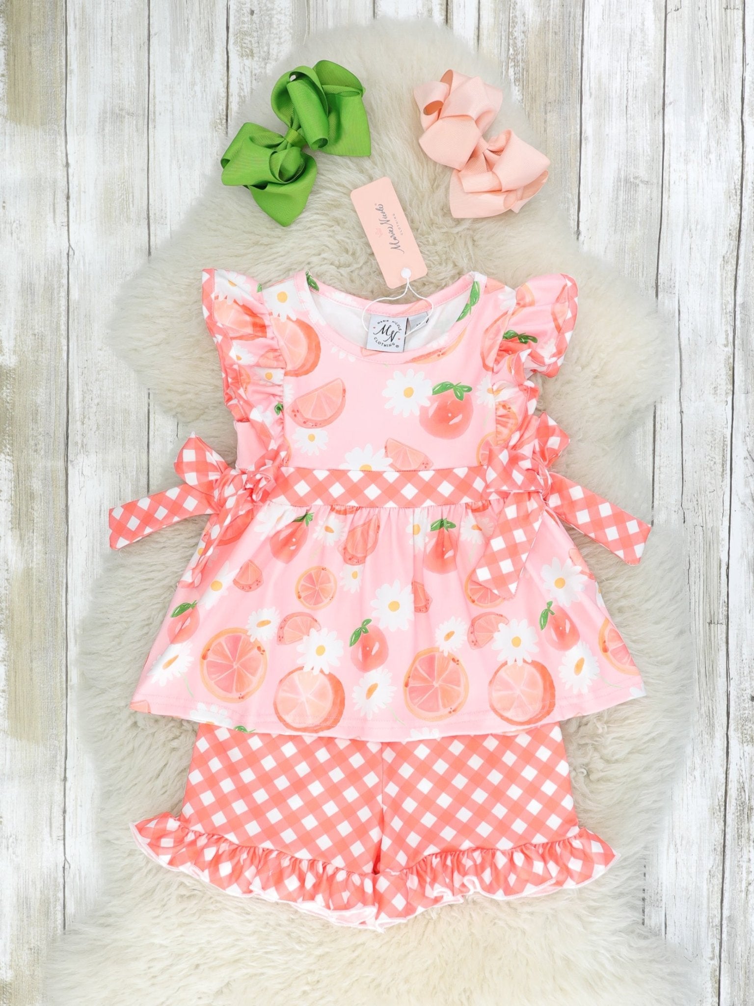 Grapefruit & Daisy Ruffle Outfit - Marie Nicole Clothing