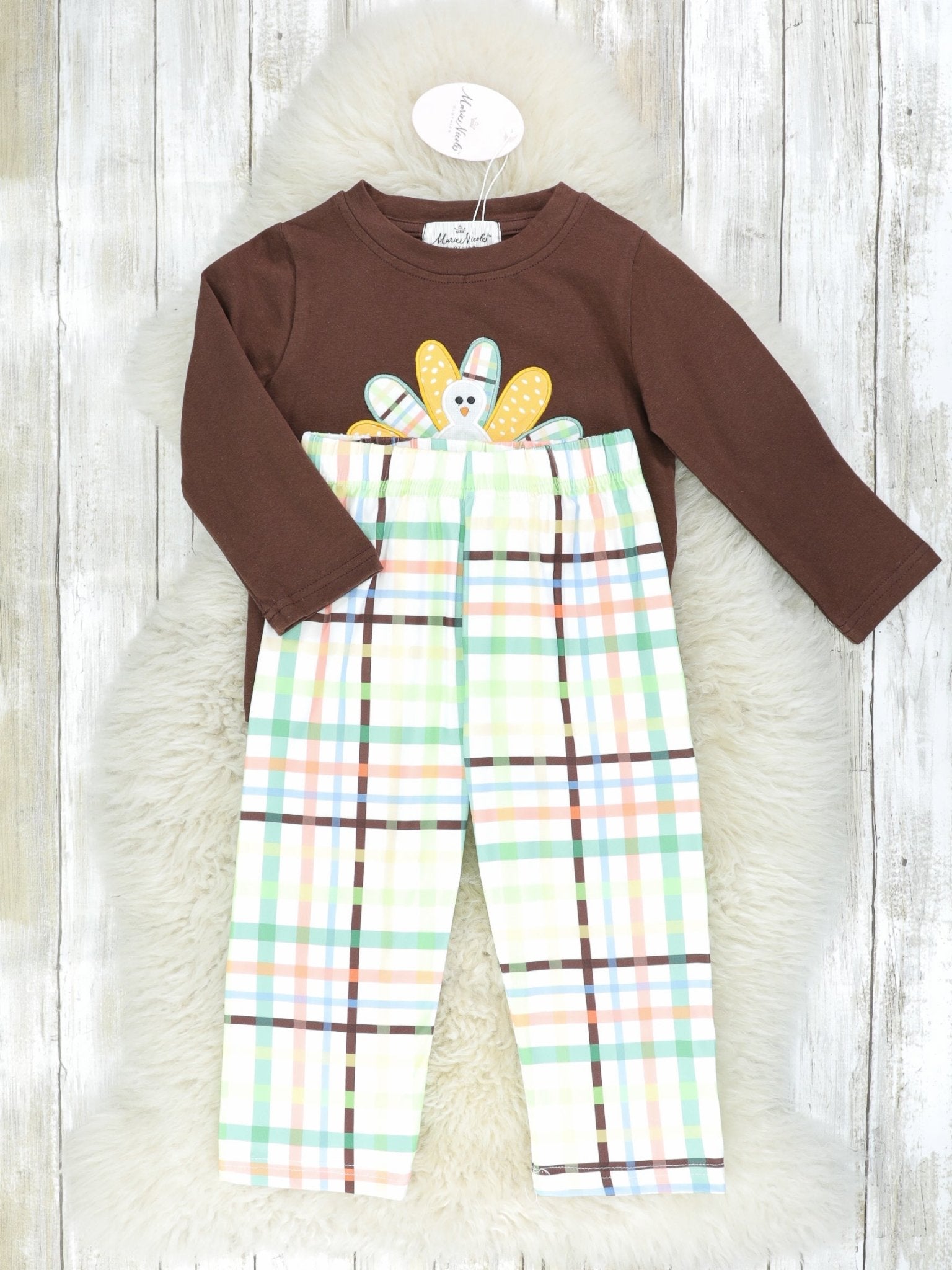 Green Plaid Turkey Outfit - Marie Nicole Clothing