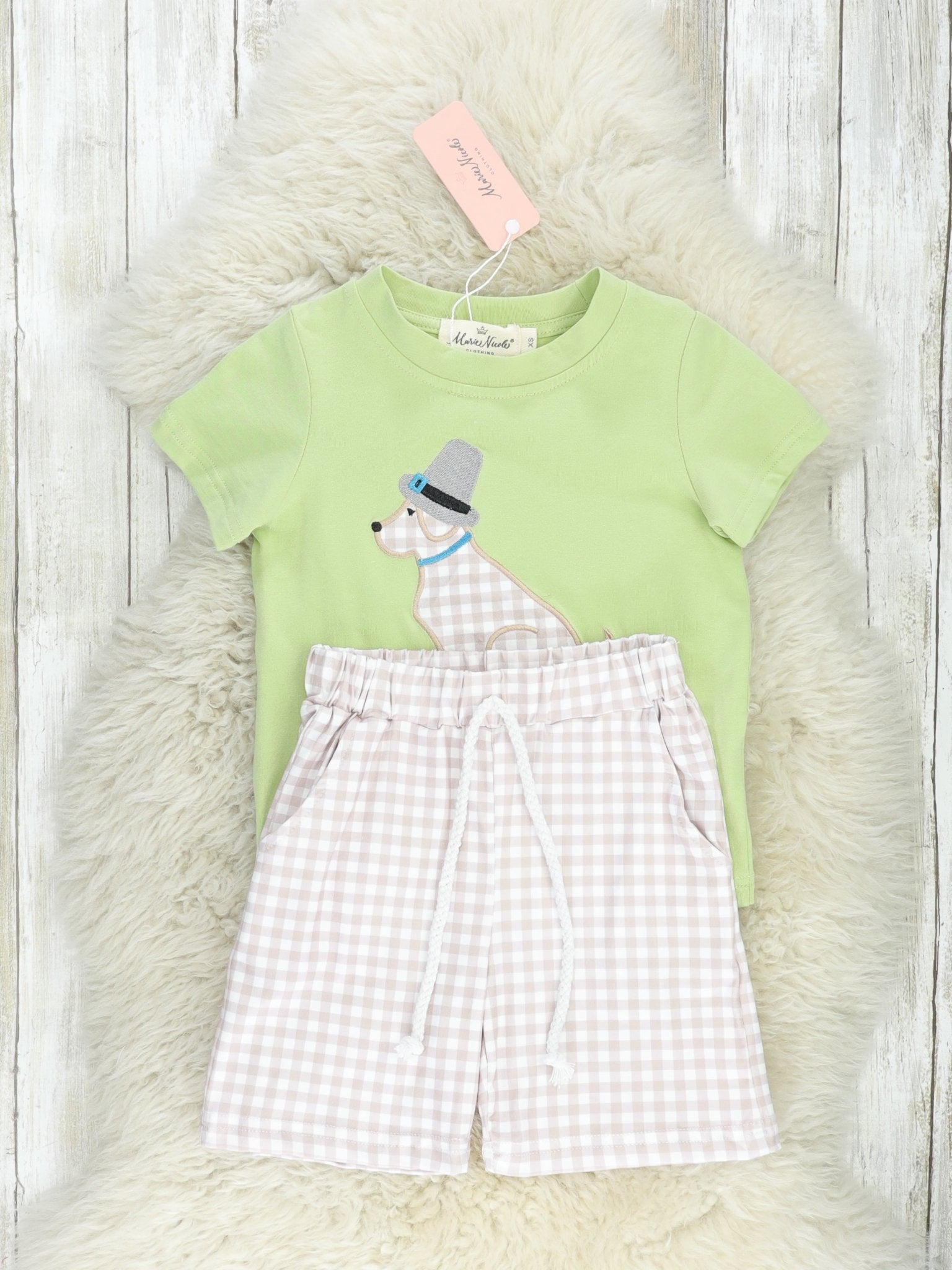 Green Gingham Dog Outfit - Marie Nicole Clothing