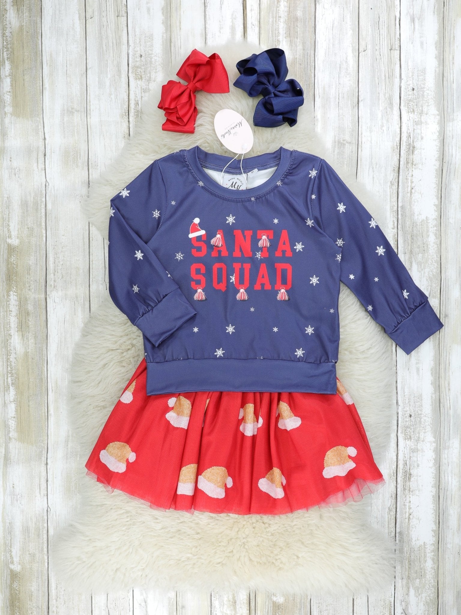 "Santa Squad" Tulle Skirt Outfit - Marie Nicole Clothing