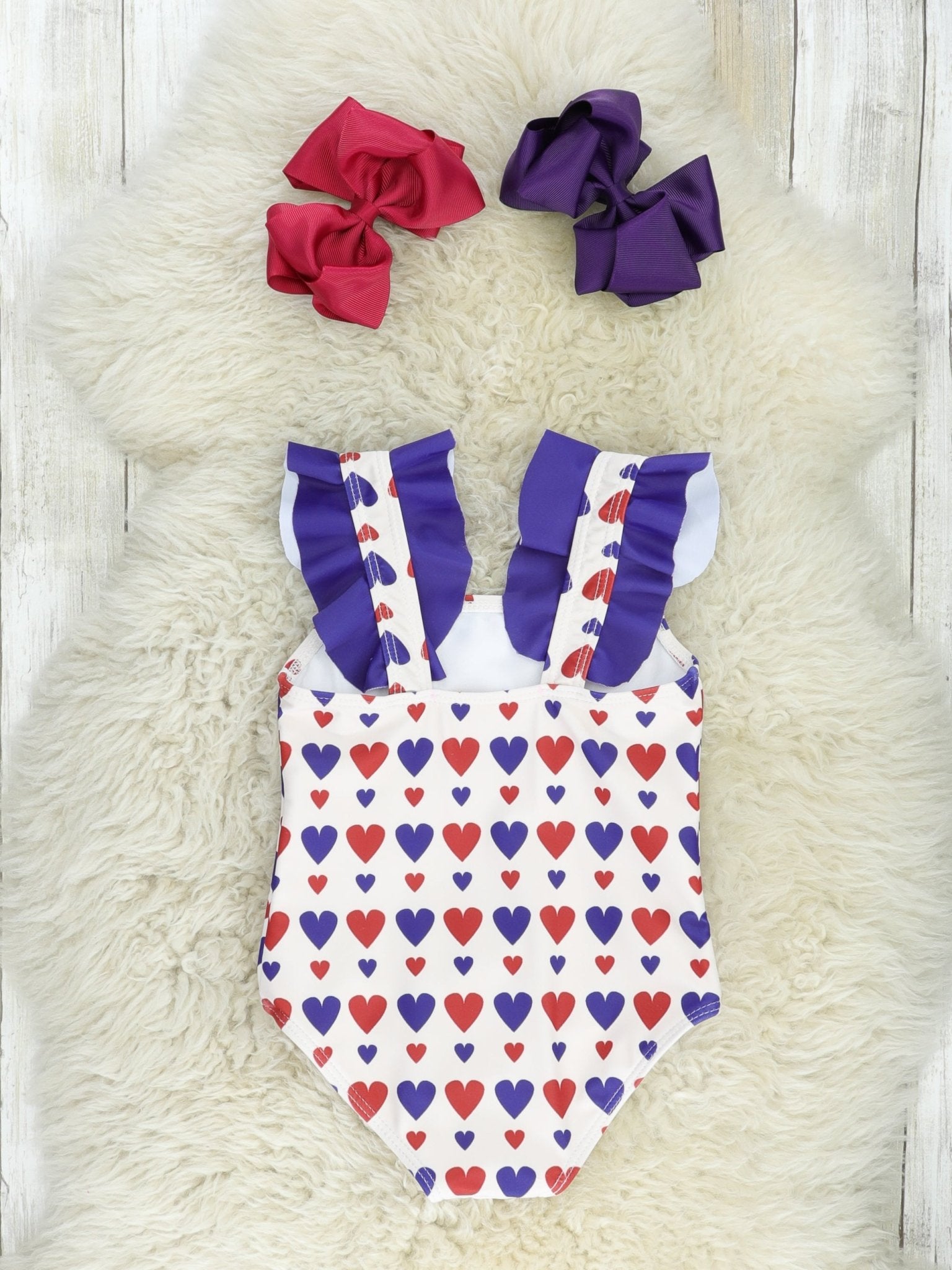 Red & Navy Heart One - Piece Swimsuit - Marie Nicole Clothing