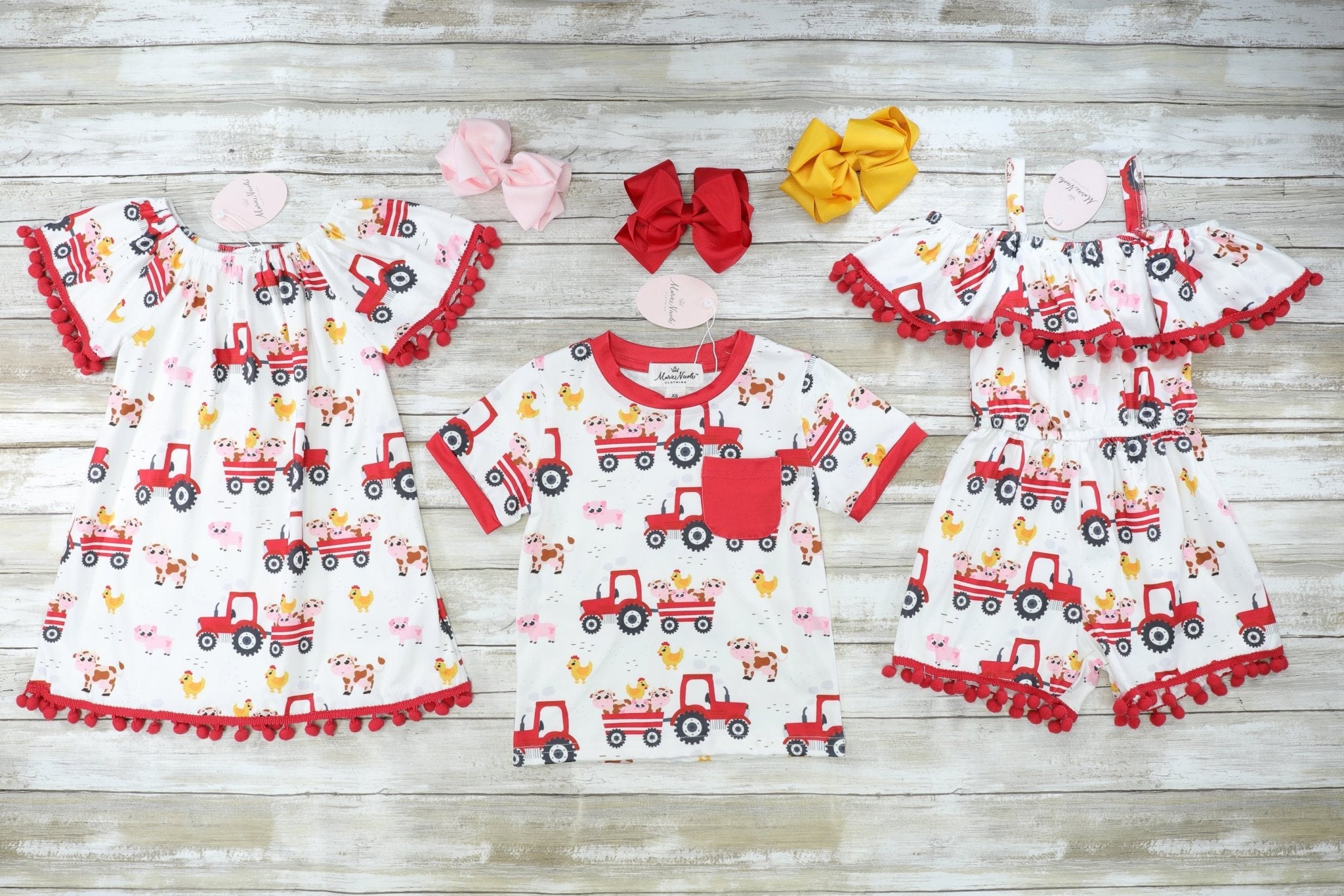 Red Farm Tractor Pocket T-Shirt - Marie Nicole Clothing
