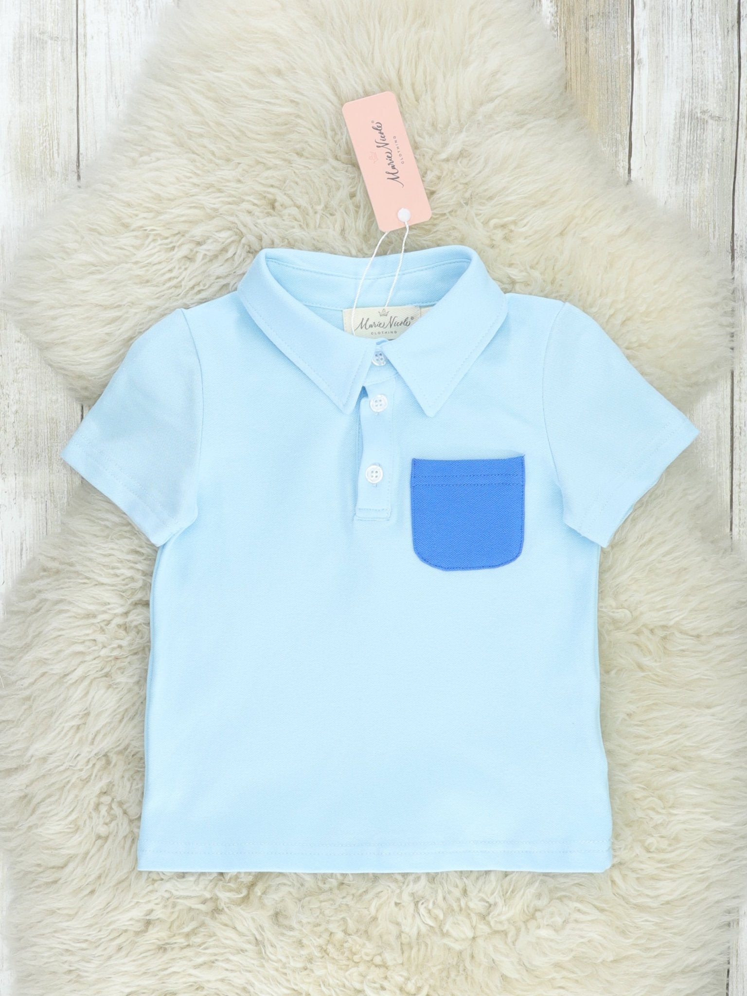 Navy Dahlia Pocket Polo - Marie Nicole Clothing