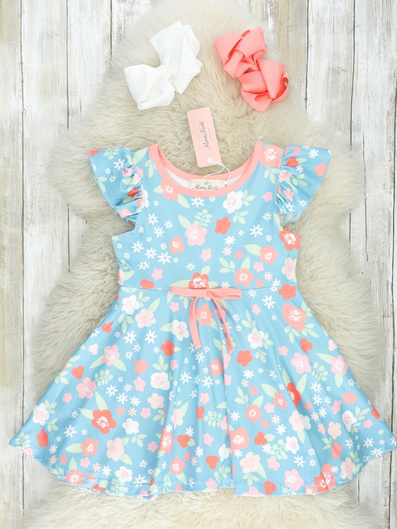 Poppy Flutter Sleeve Dress - Marie Nicole Clothing