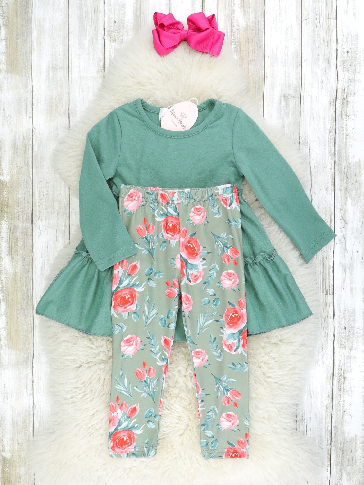 Soft Green Rose 3 Piece Set - Marie Nicole Clothing