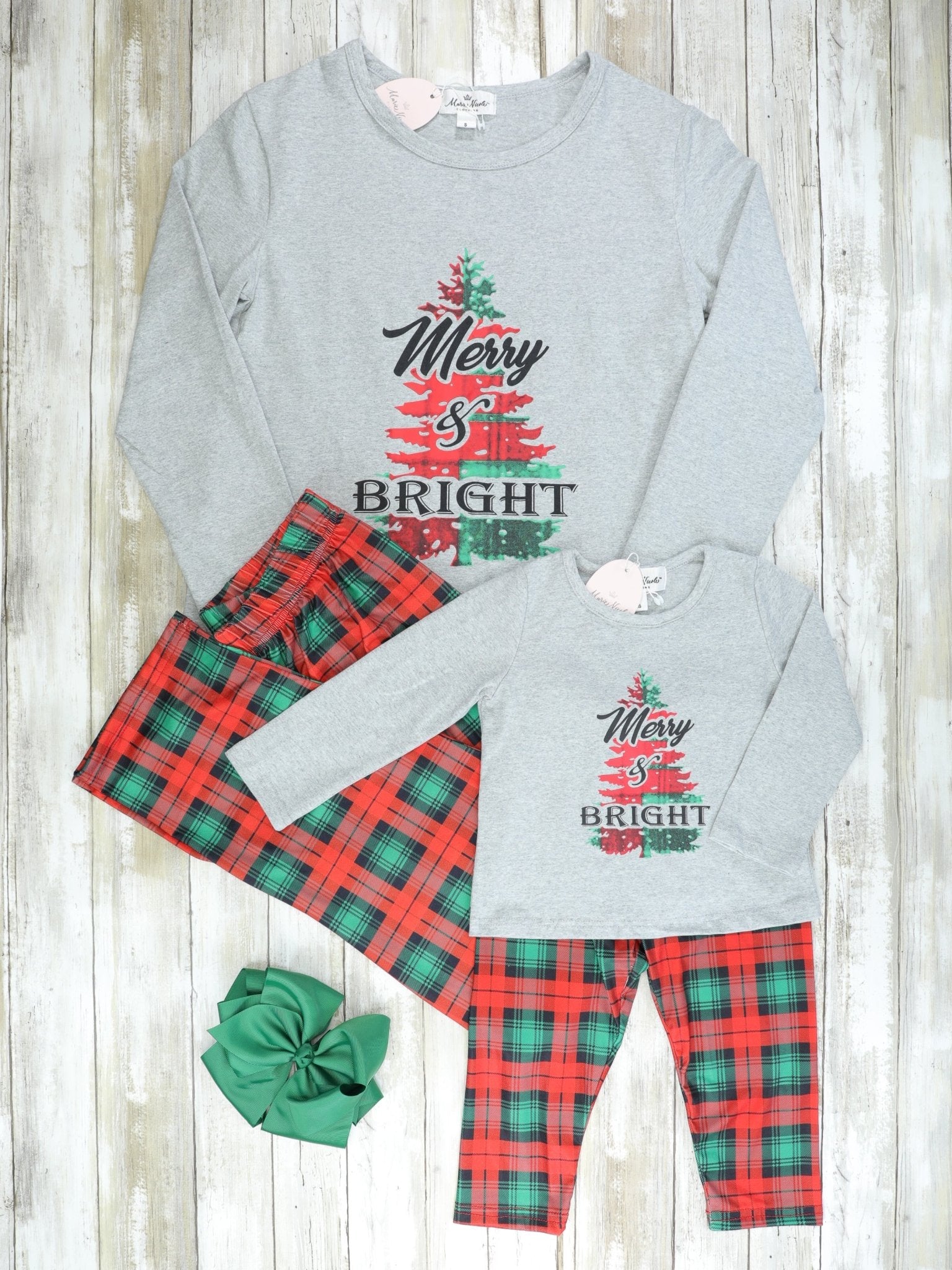 Mom & Me Merry & Bright Plaid Pajamas - Marie Nicole Clothing