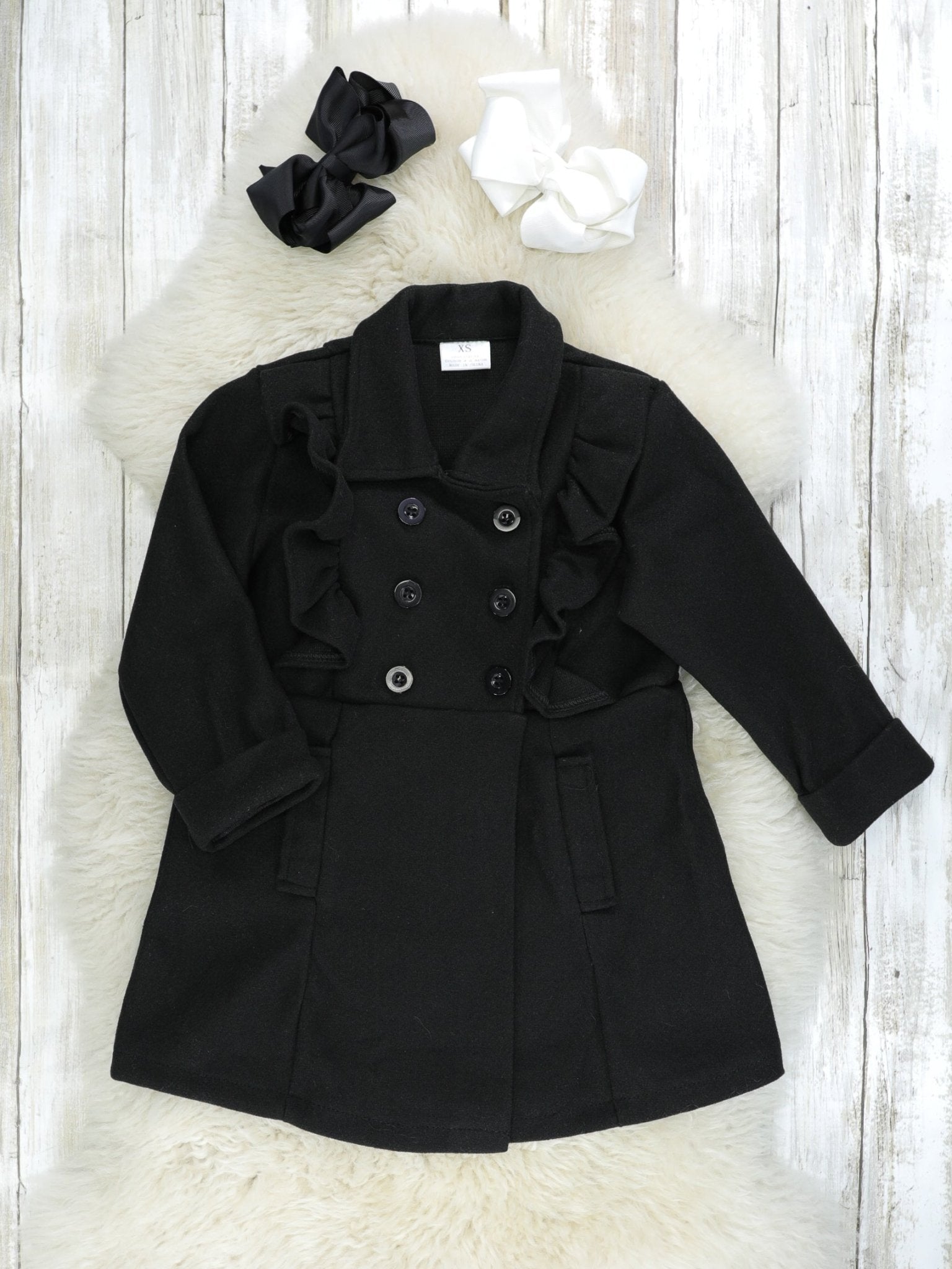Black Collared Ruffle Jacket - Marie Nicole Clothing