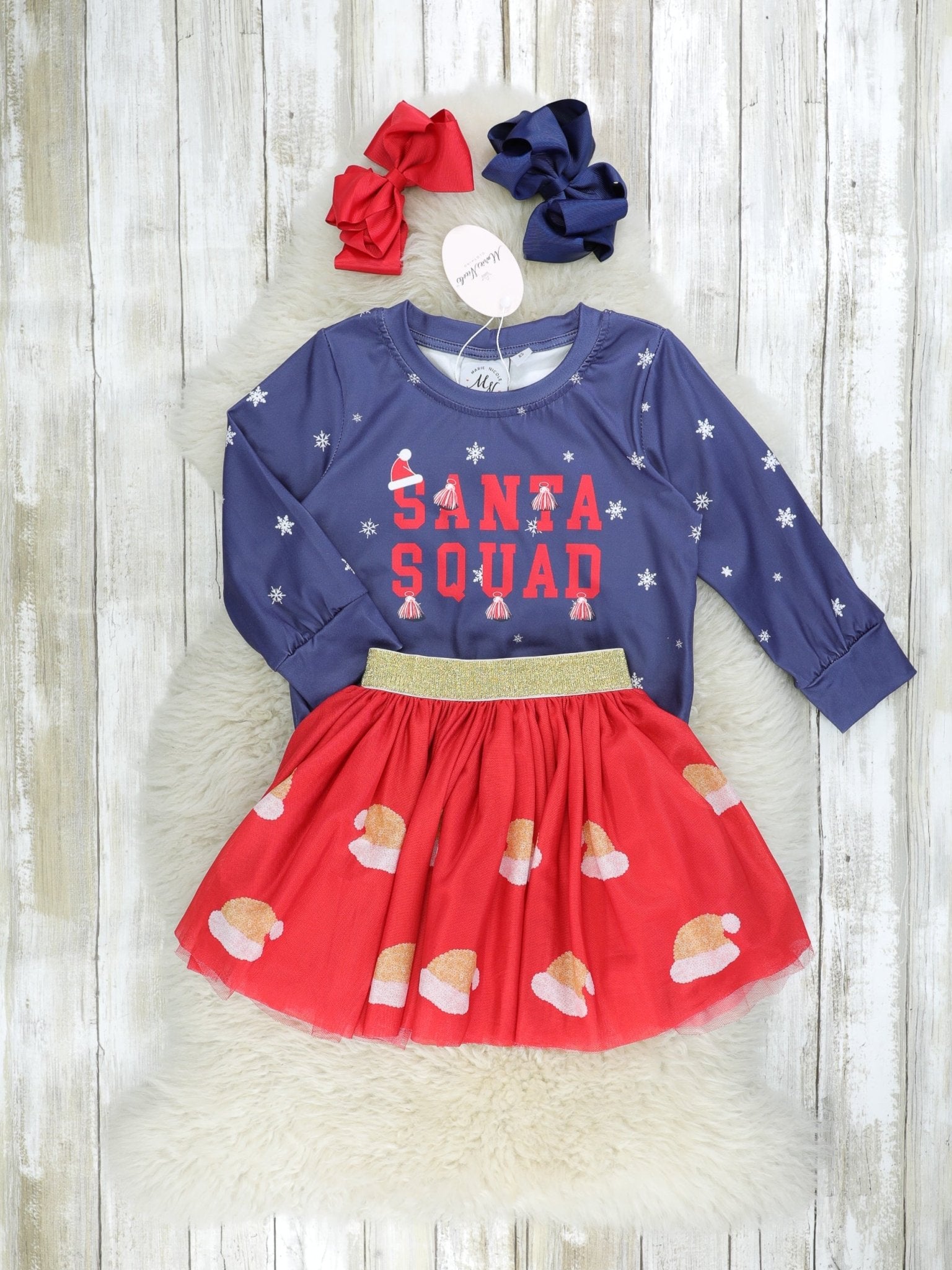 "Santa Squad" Tulle Skirt Outfit - Marie Nicole Clothing