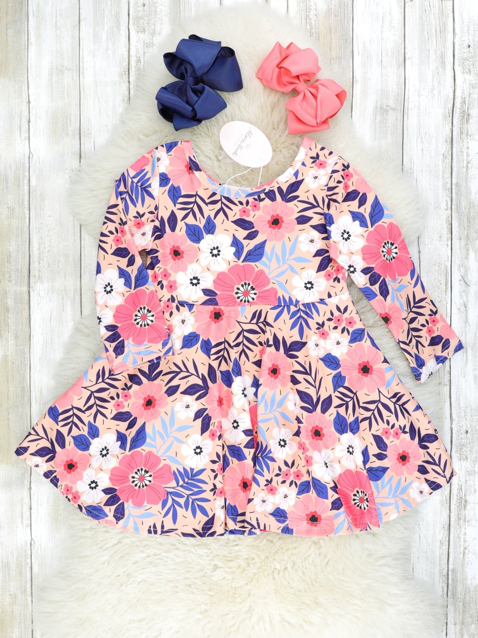 Pink Floral Swing Dress - Marie Nicole Clothing