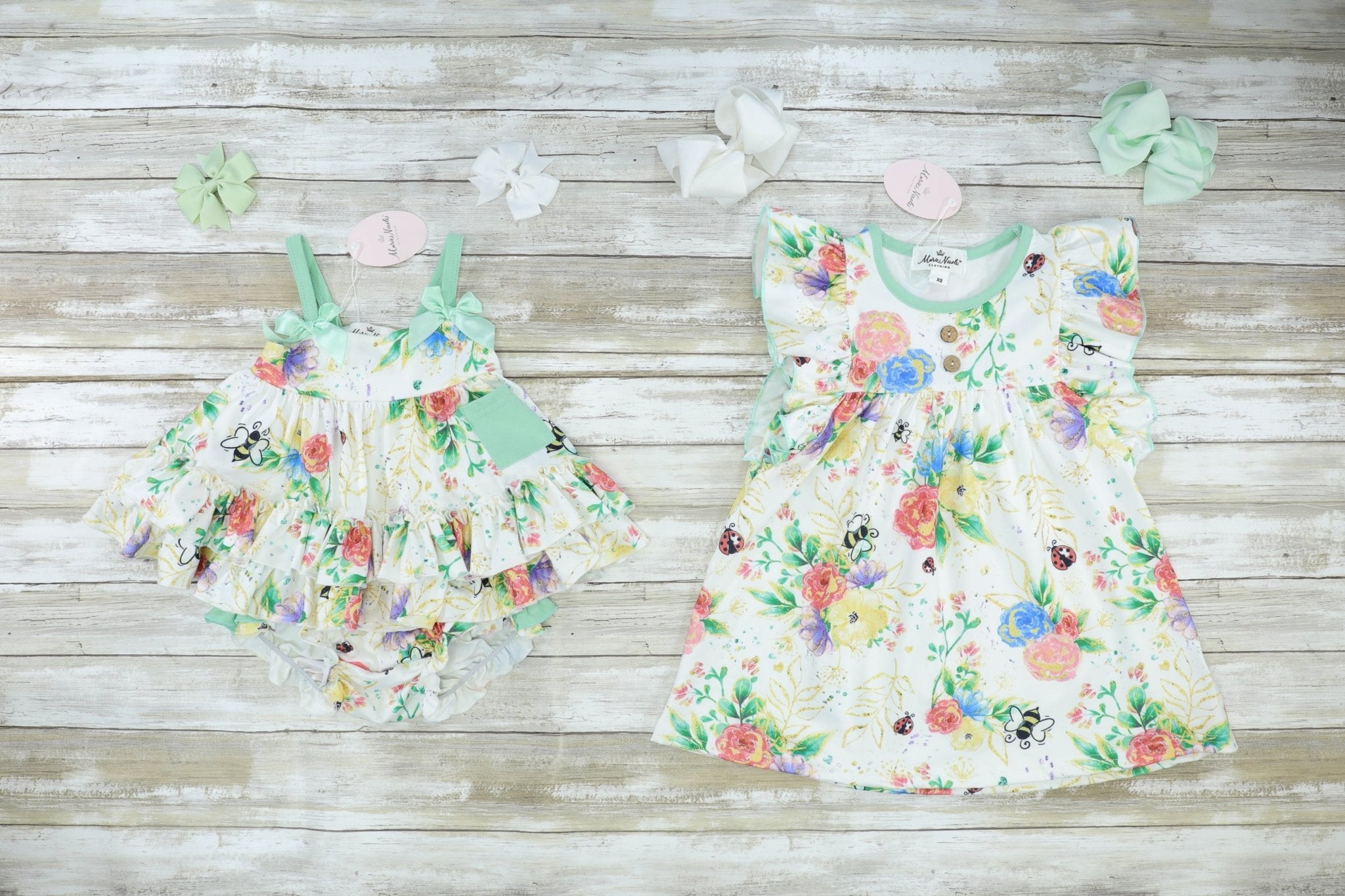 Summer Bees Ruffle Dress - Marie Nicole Clothing