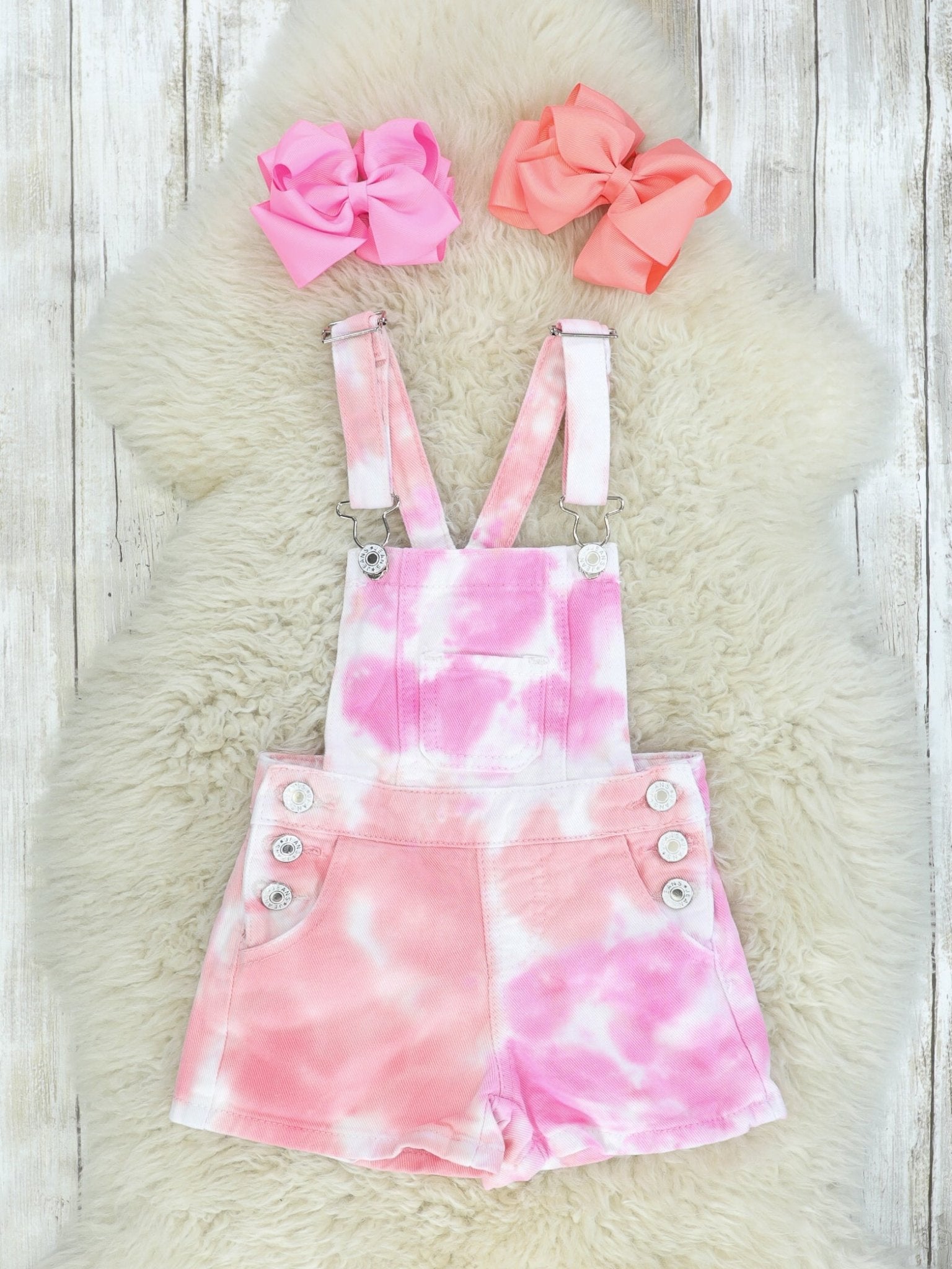 Pink & Orange Tie Dye Overalls - Marie Nicole Clothing