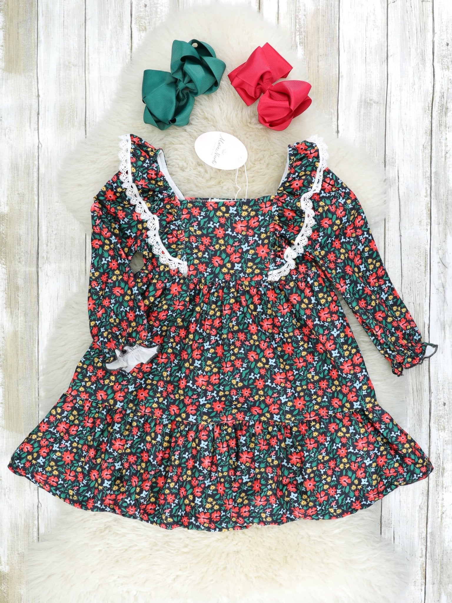 Vintage Ditsy Floral Ruffle Dress - Marie Nicole Clothing