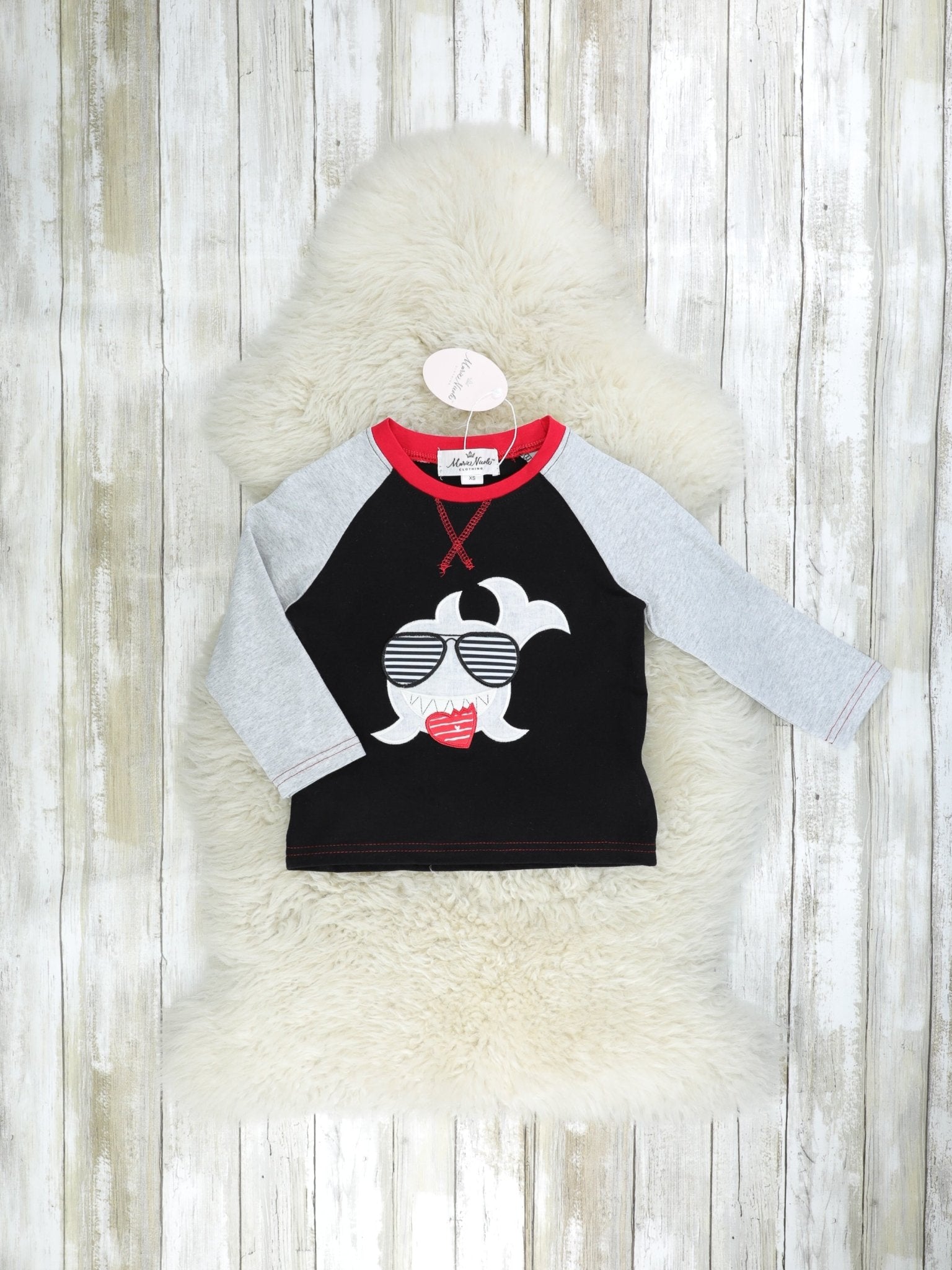 Love Bite Shark Raglan Shirt - Marie Nicole Clothing