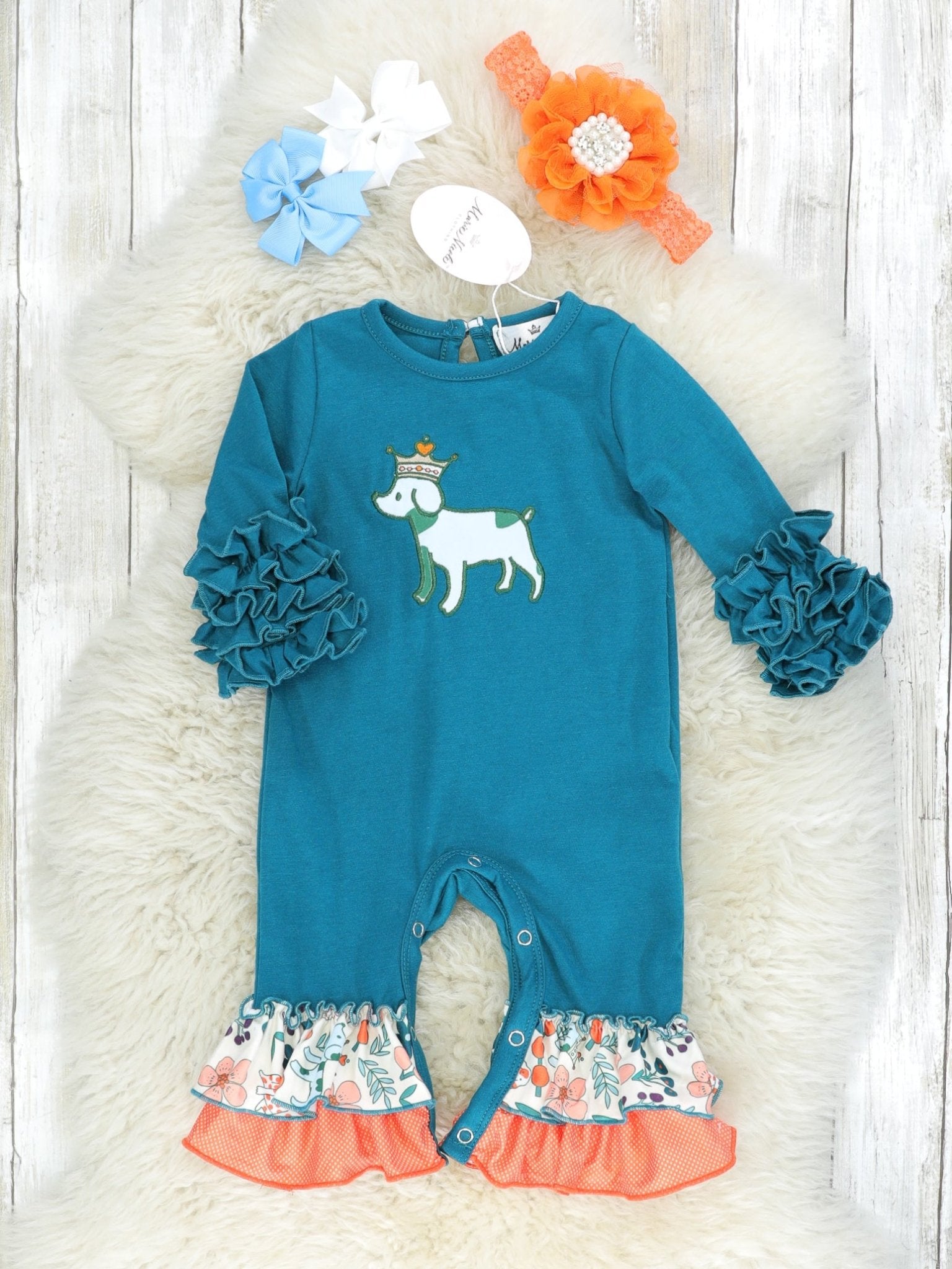 MNC Royal Pups™ - Eloise Icing Ruffle Romper - Marie Nicole Clothing