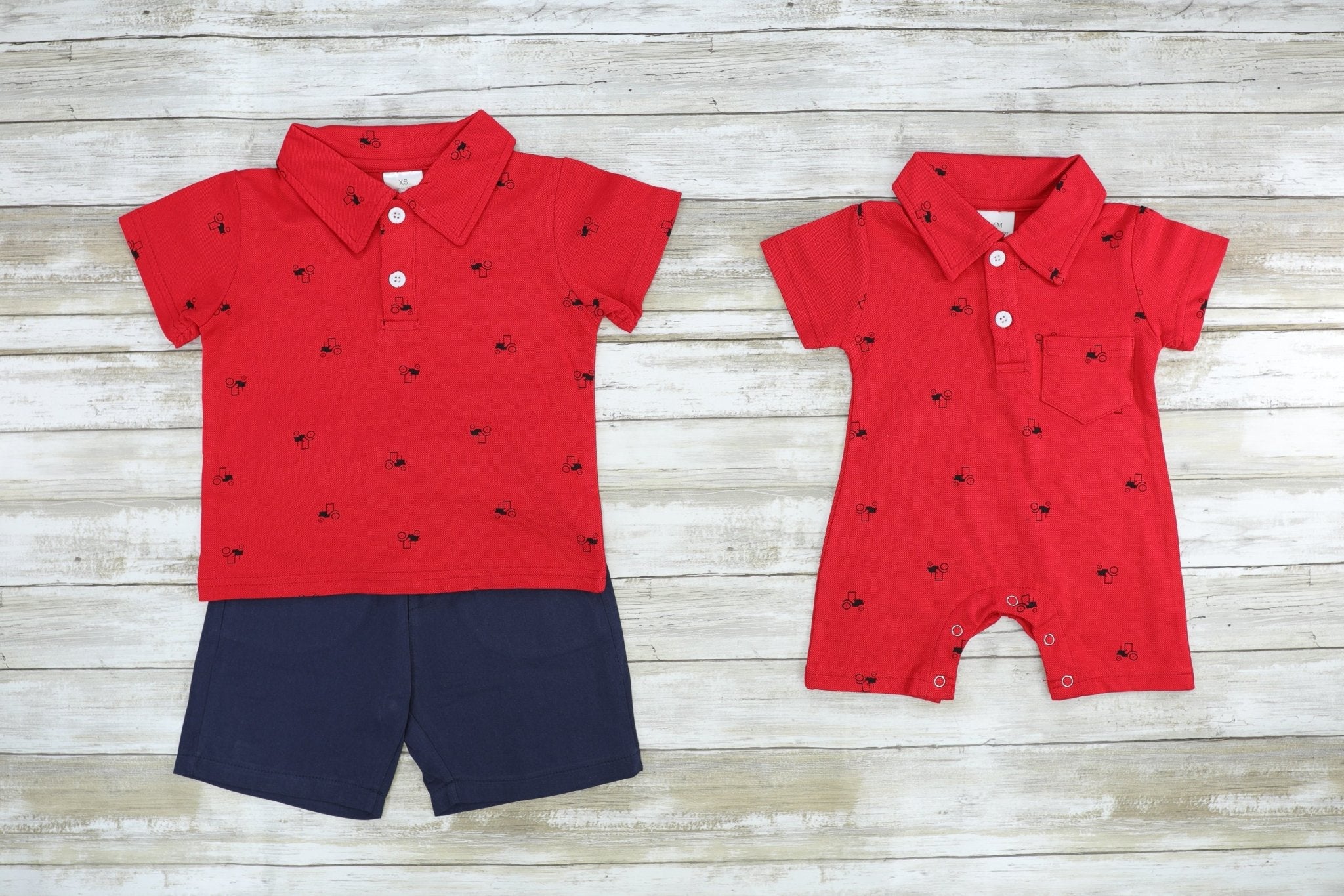 Red Polo Romper - Marie Nicole Clothing