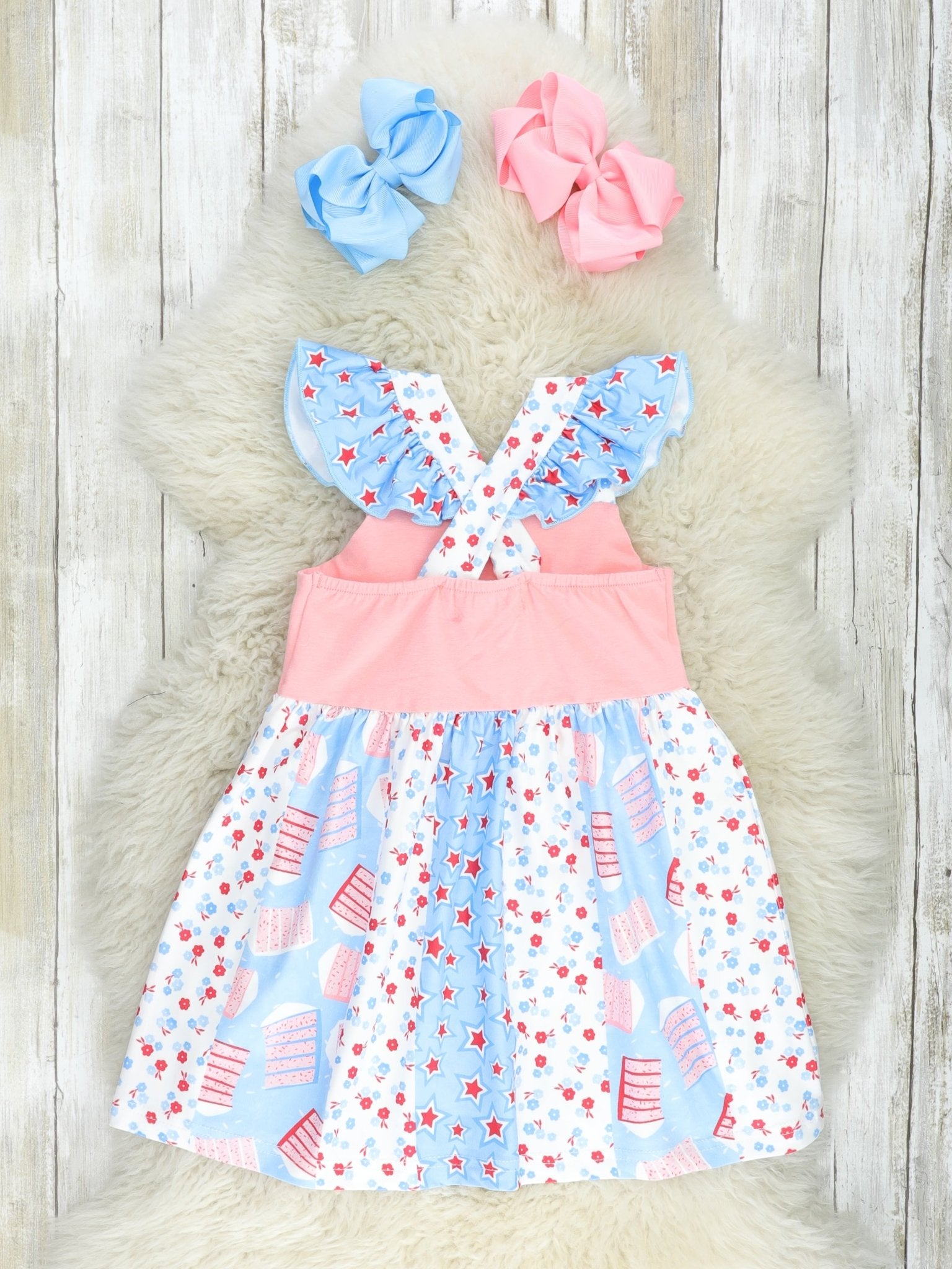 Patriotic Cake Ruffle Dress - Marie Nicole Clothing