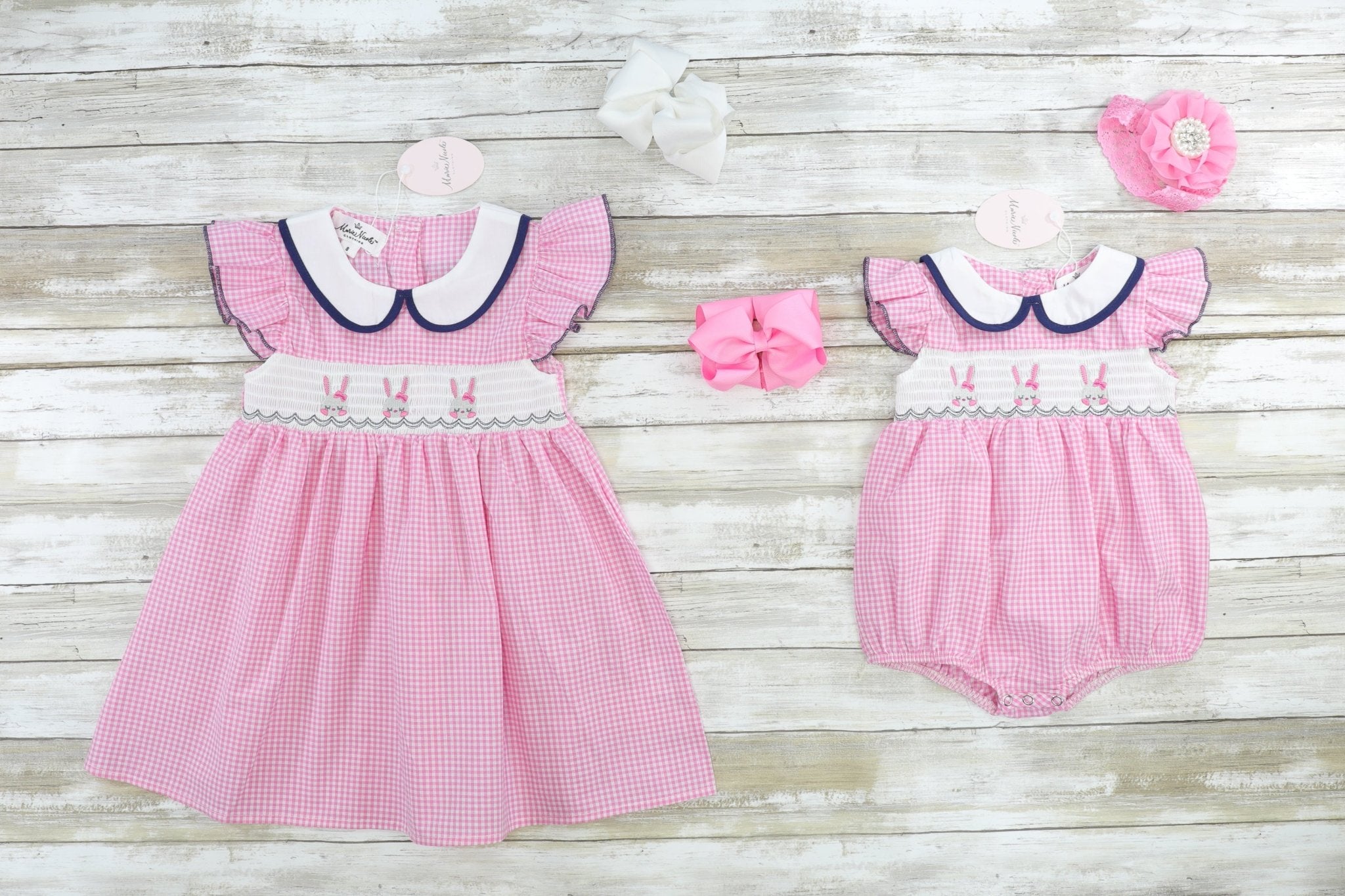 Three Easter Bunny Shorts Romper - Marie Nicole Clothing