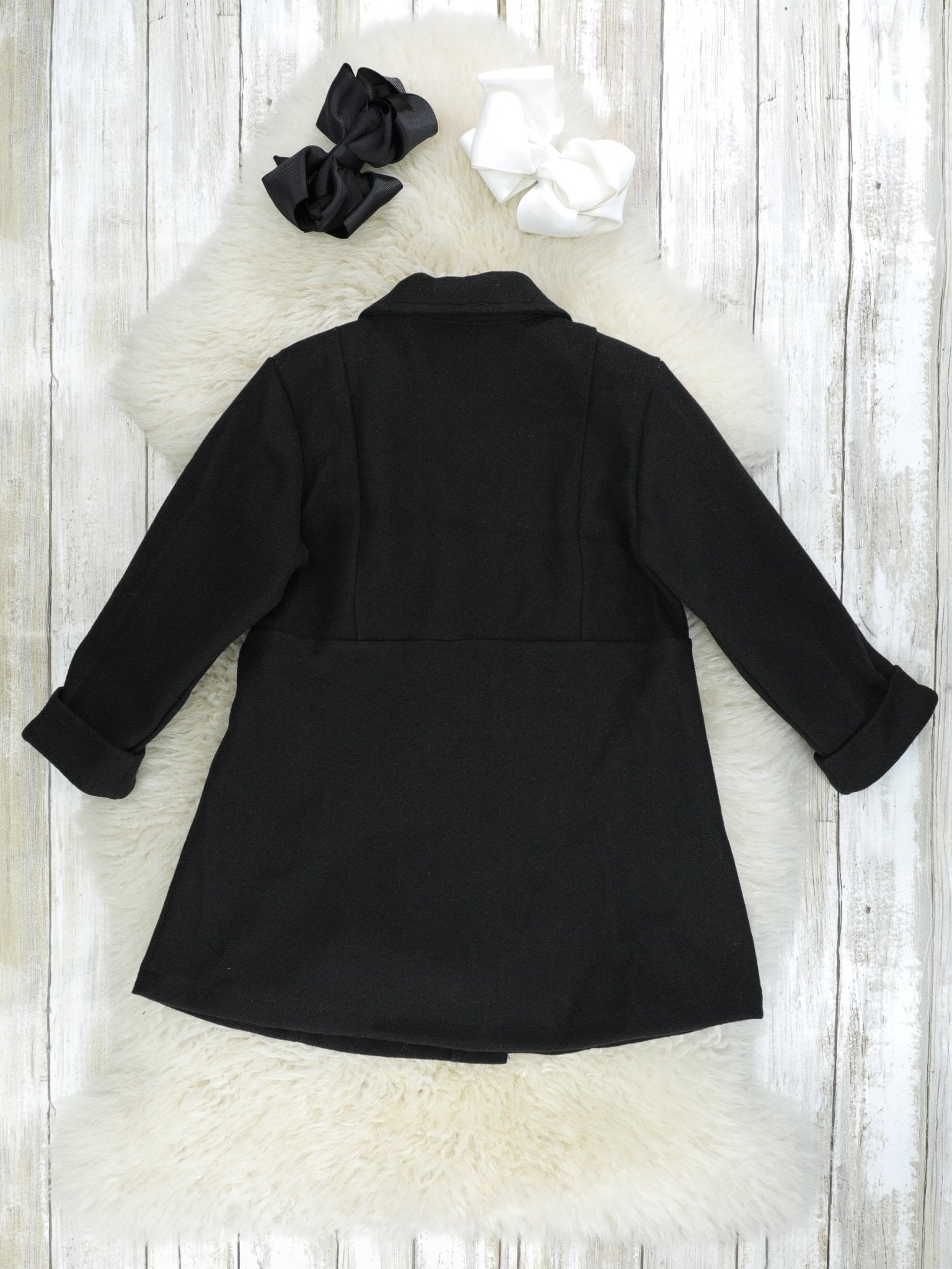 Black Collared Ruffle Jacket - Marie Nicole Clothing