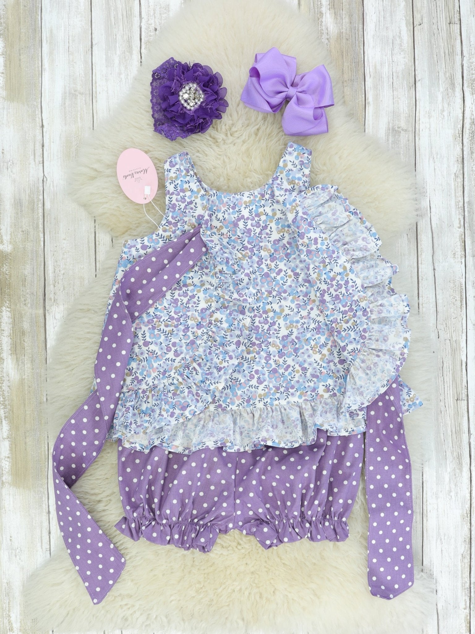 Magical Berry Ruffle Open - Back Bow Outfit - Marie Nicole Clothing