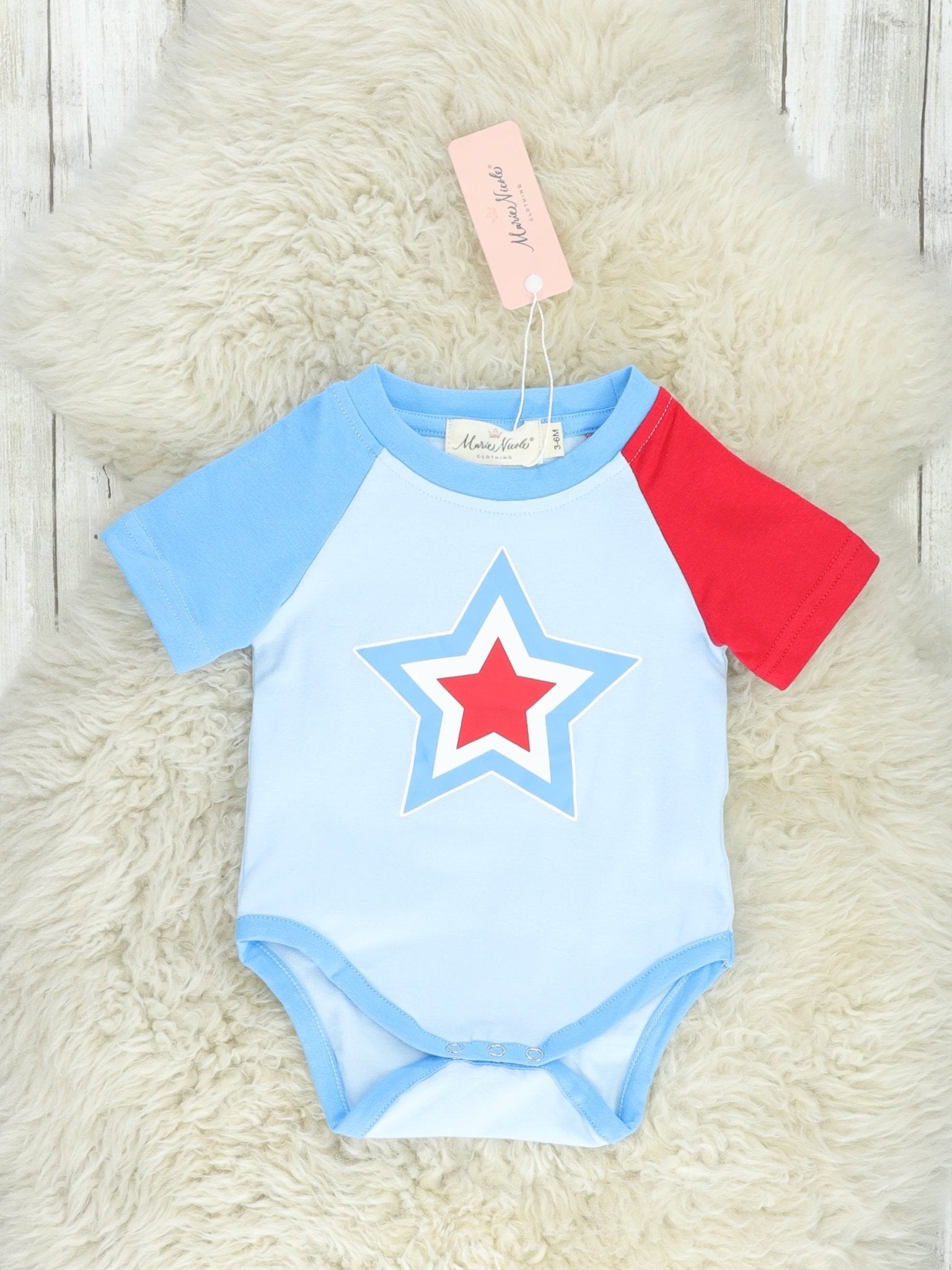 Patriotic Stripe Star Romper - Marie Nicole Clothing
