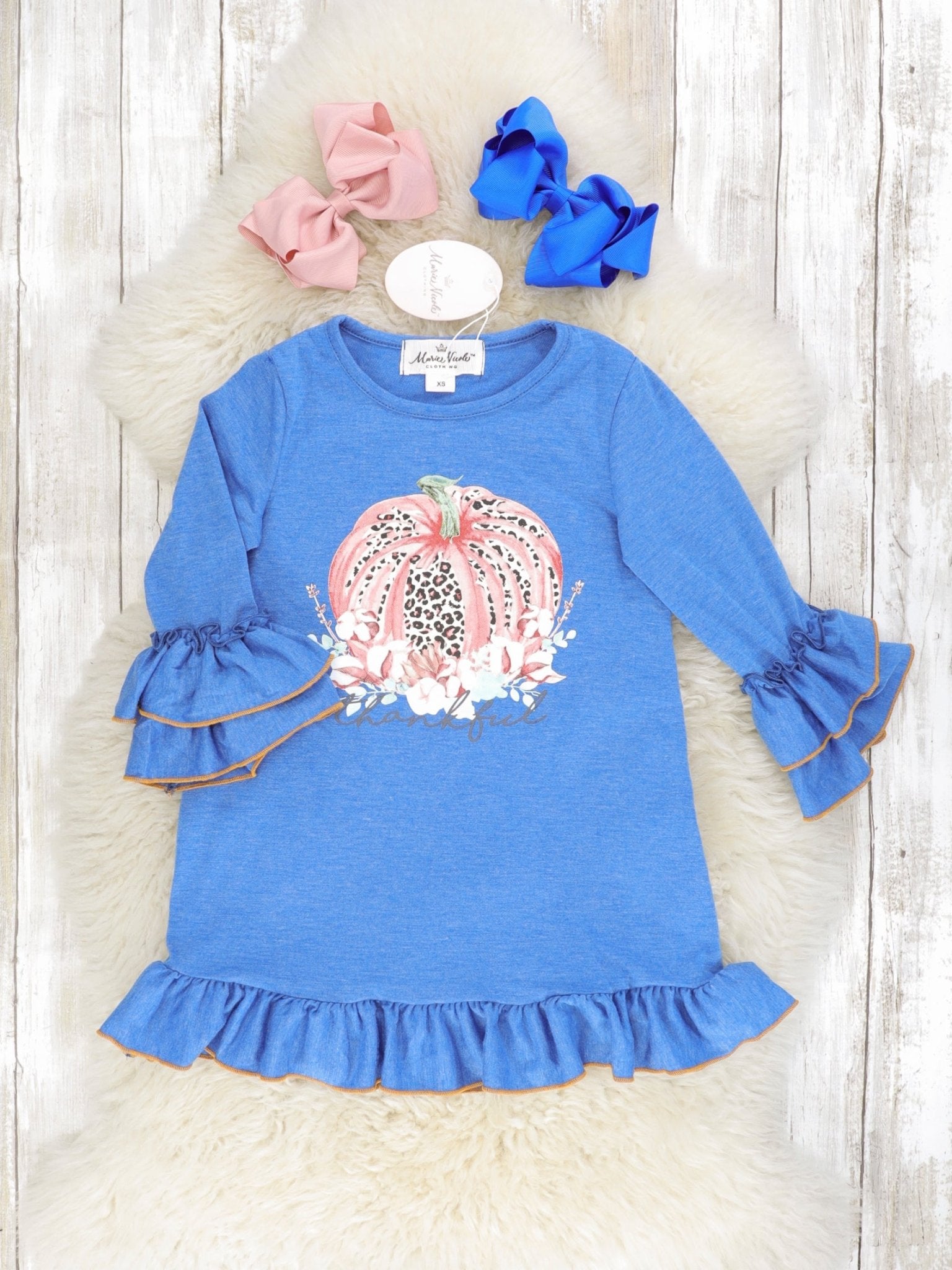 Pink Leopard Pumpkin Ruffle Dress - Marie Nicole Clothing