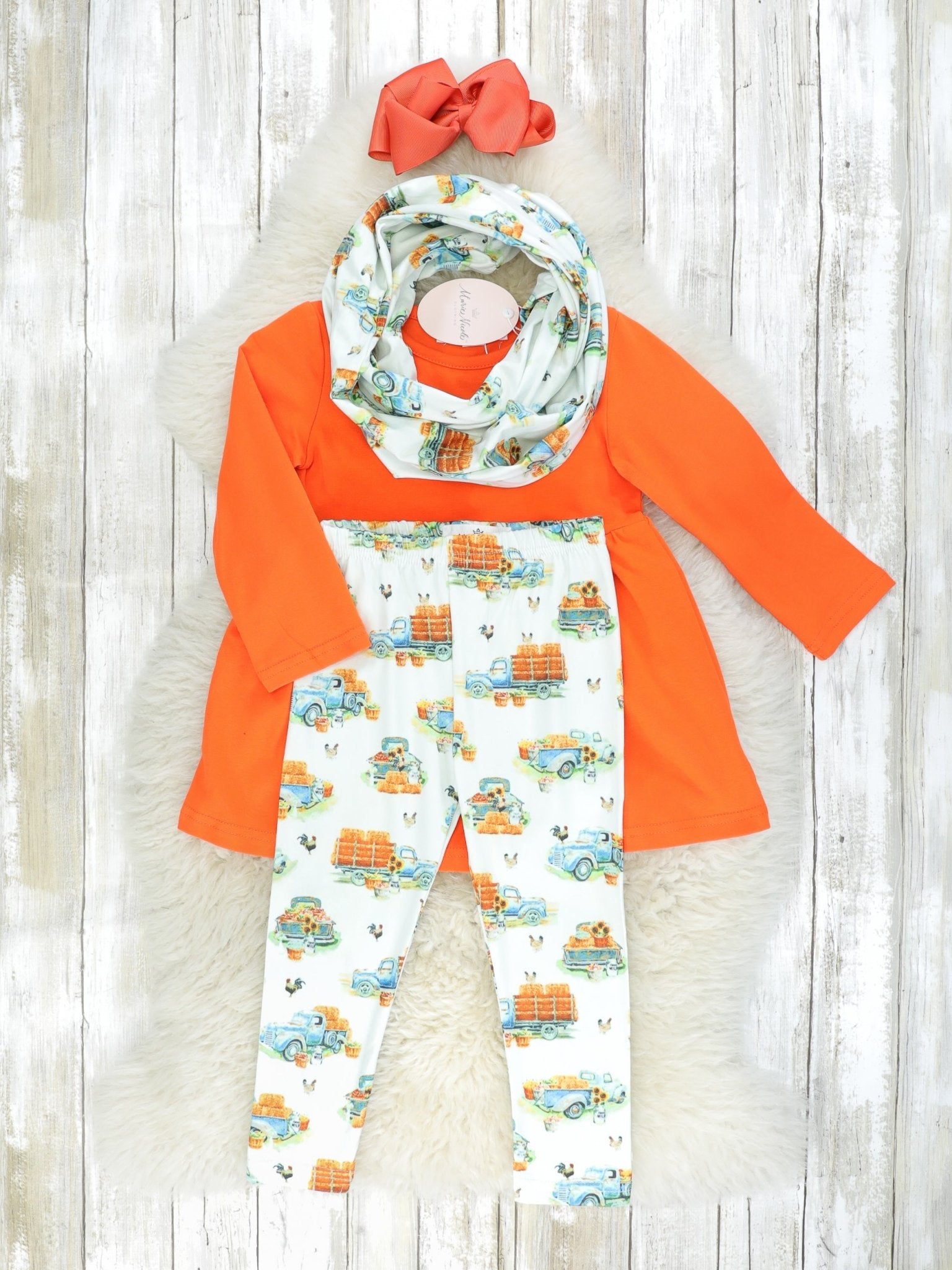 Orange Hayride Outfit W/ Scarf - Marie Nicole Clothing