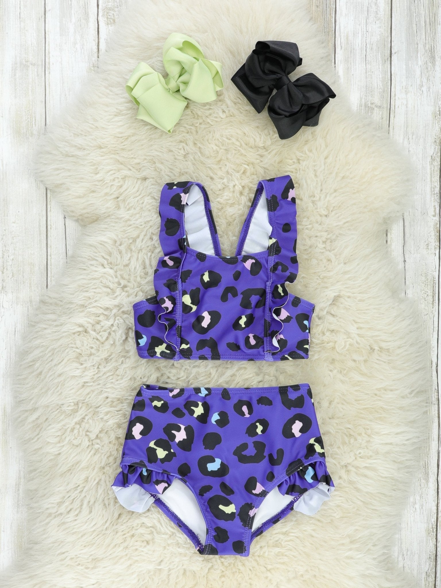 Indigo Leopard 2 - Piece Ruffle Swimsuit - Marie Nicole Clothing