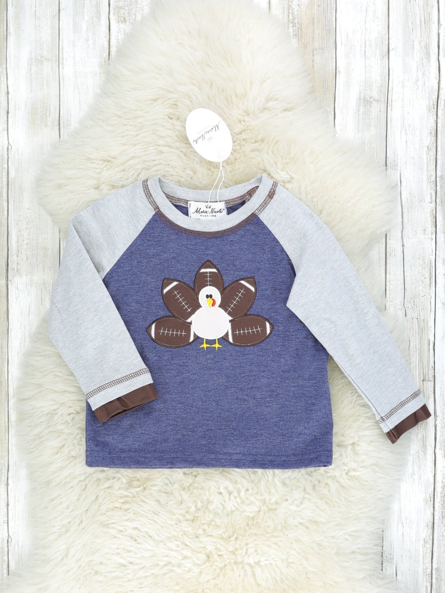 Navy Football Turkey Raglan Shirt - Marie Nicole Clothing