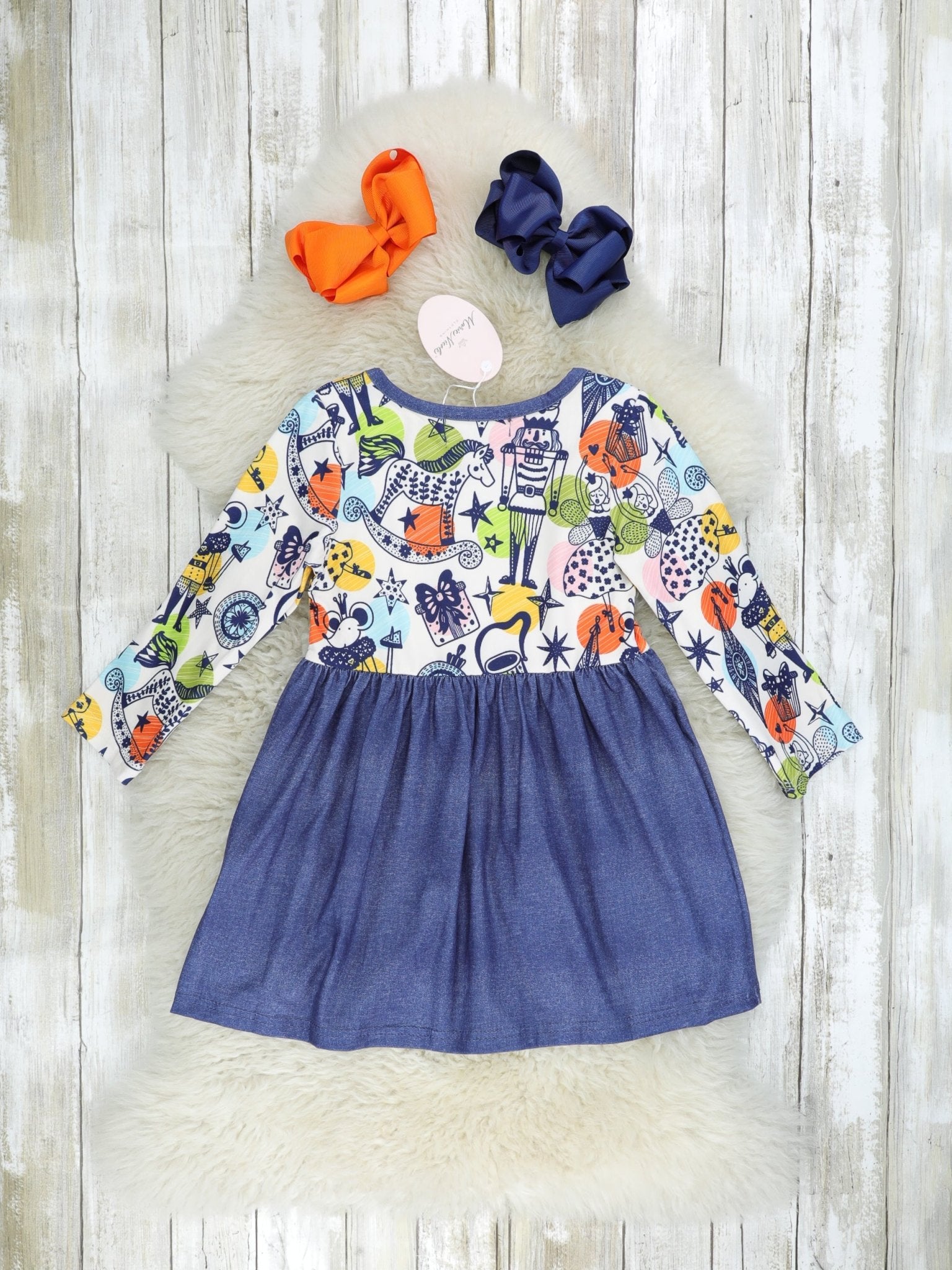 Chambray Nutcracker Ruffle Dress - Marie Nicole Clothing