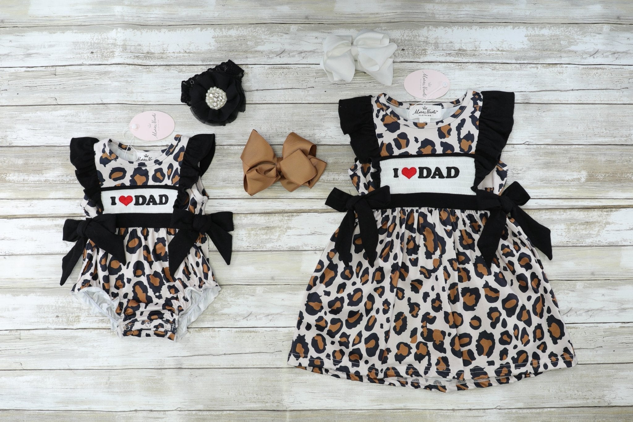 Leopard I Love Dad Dress - Marie Nicole Clothing