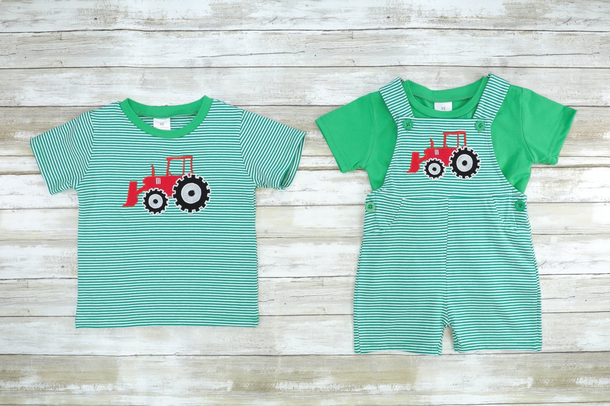 Striped Tractor Overall Set - Marie Nicole Clothing