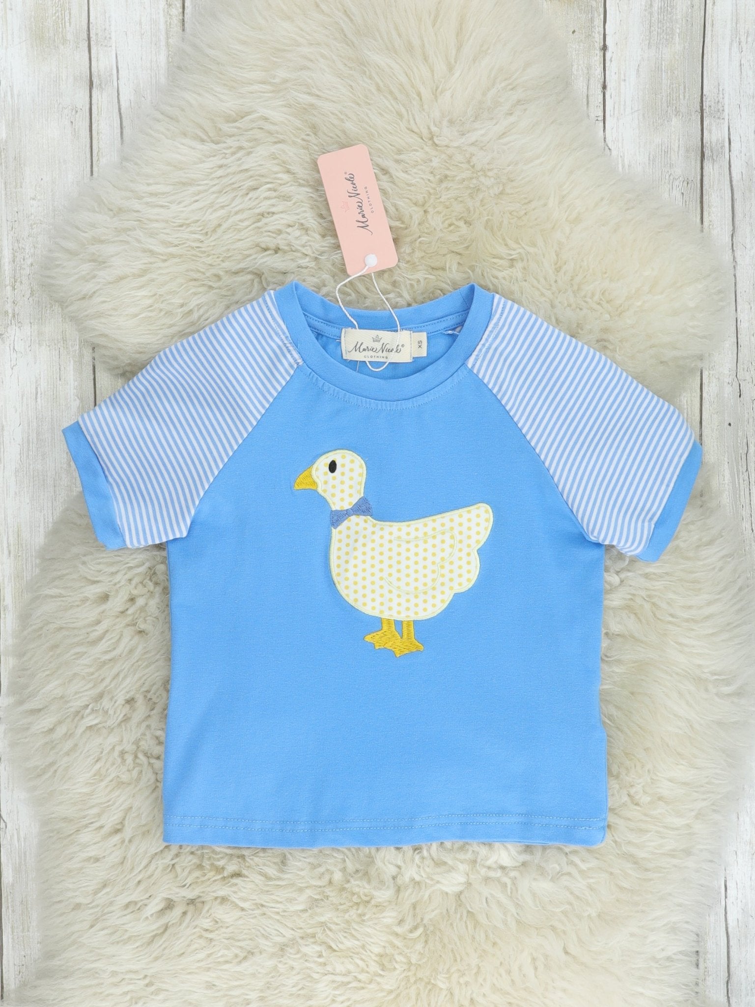 Blue Striped Duck Raglan Shirt - Marie Nicole Clothing