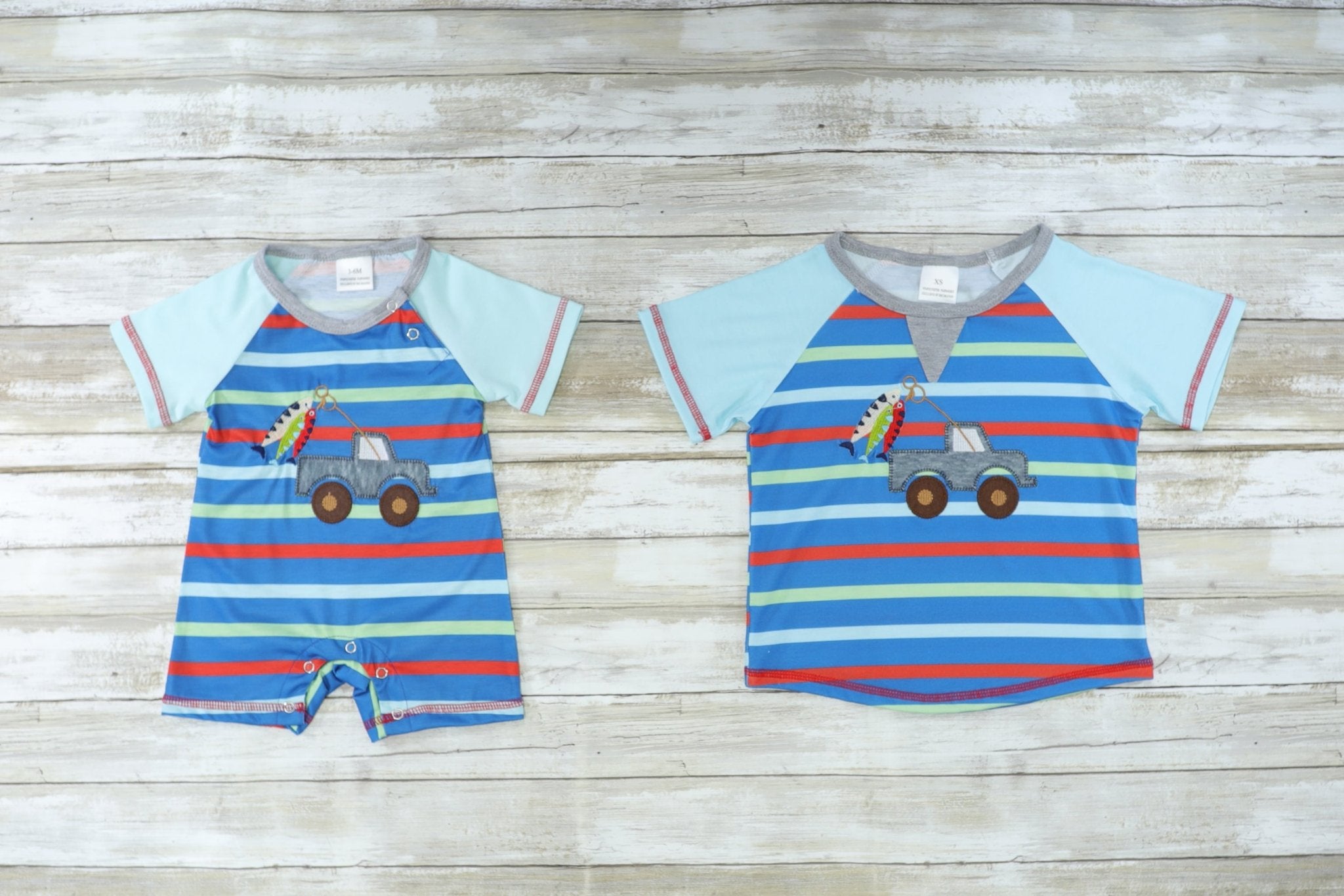 Fishing Truck Striped Shirt - Marie Nicole Clothing