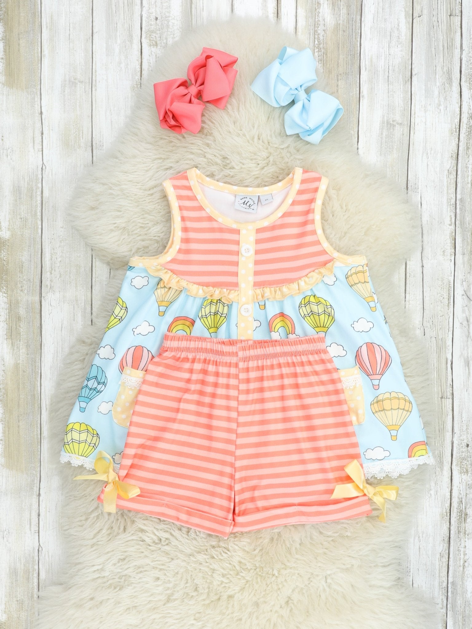 Striped Hot Air Balloon Ruffle Outfit - Marie Nicole Clothing