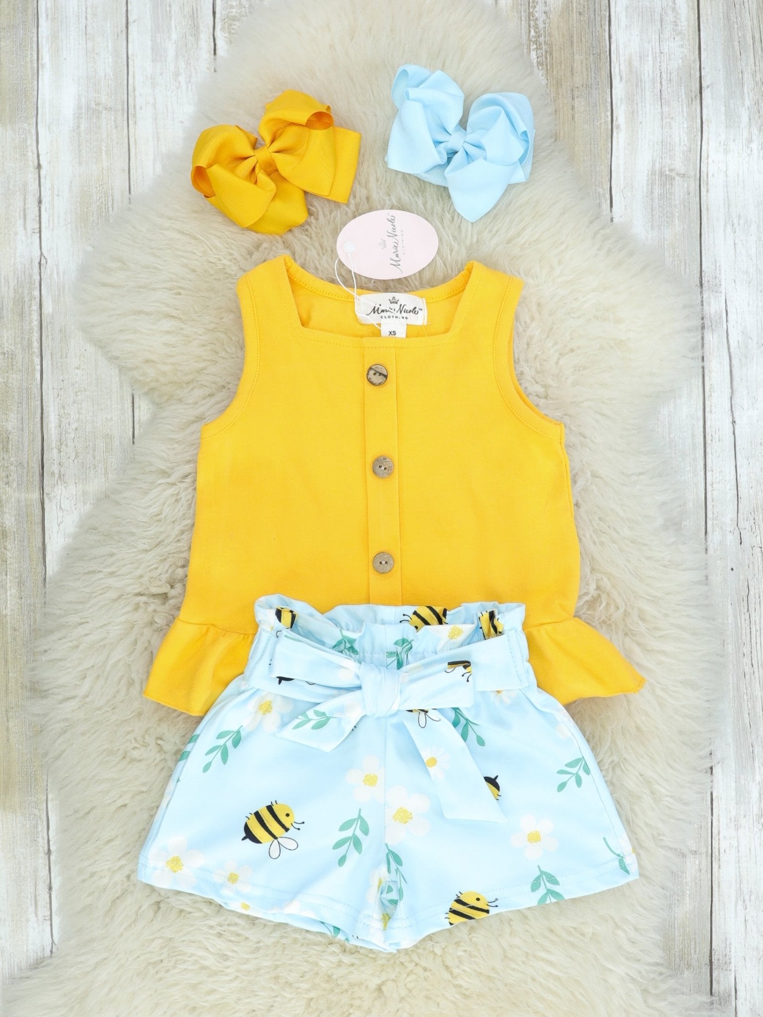 Yellow Bee & Daisy Outfit - Marie Nicole Clothing