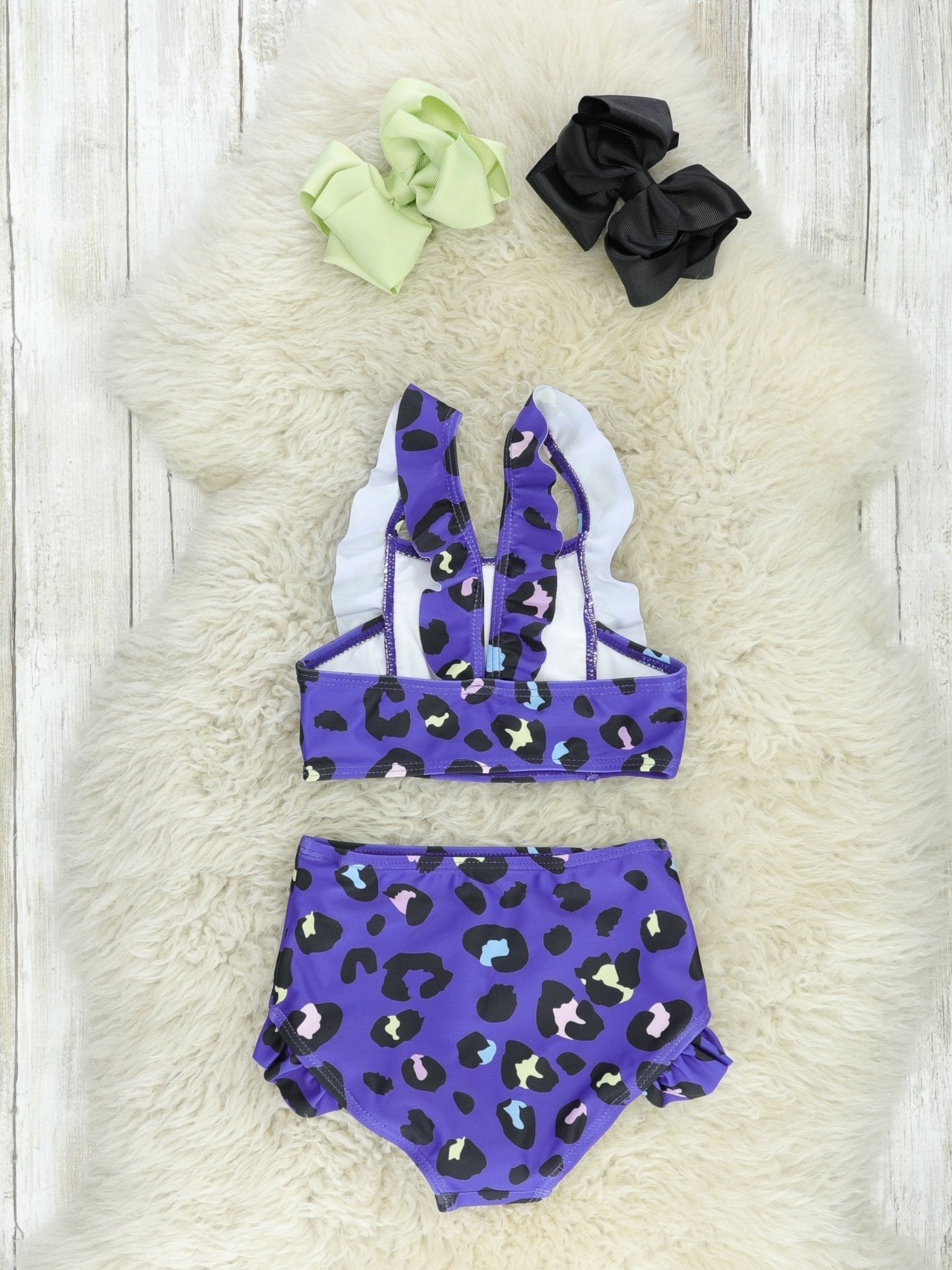 Indigo Leopard 2 - Piece Ruffle Swimsuit - Marie Nicole Clothing
