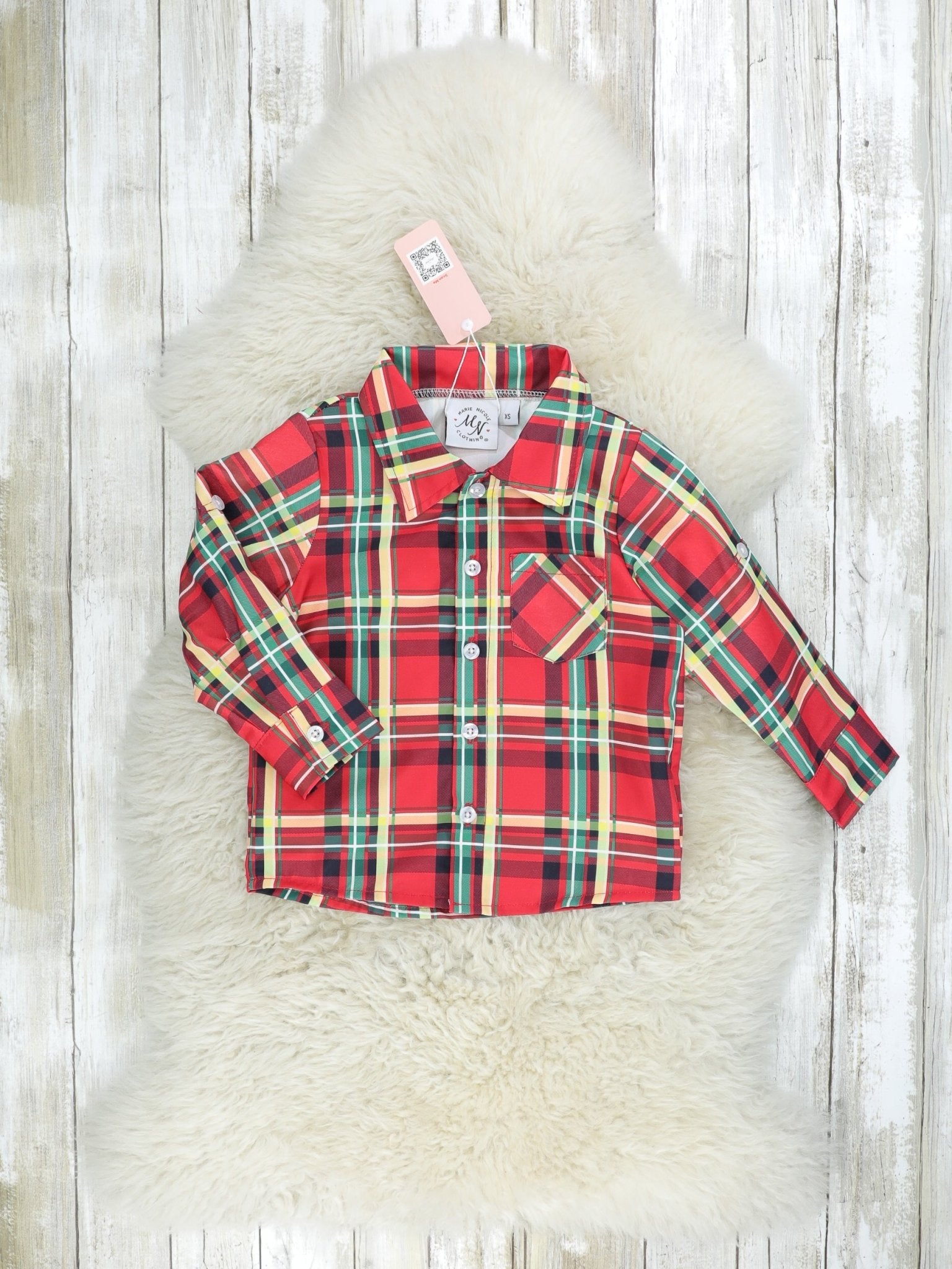 Red & Yellow Plaid Button - Up Shirt - Marie Nicole Clothing