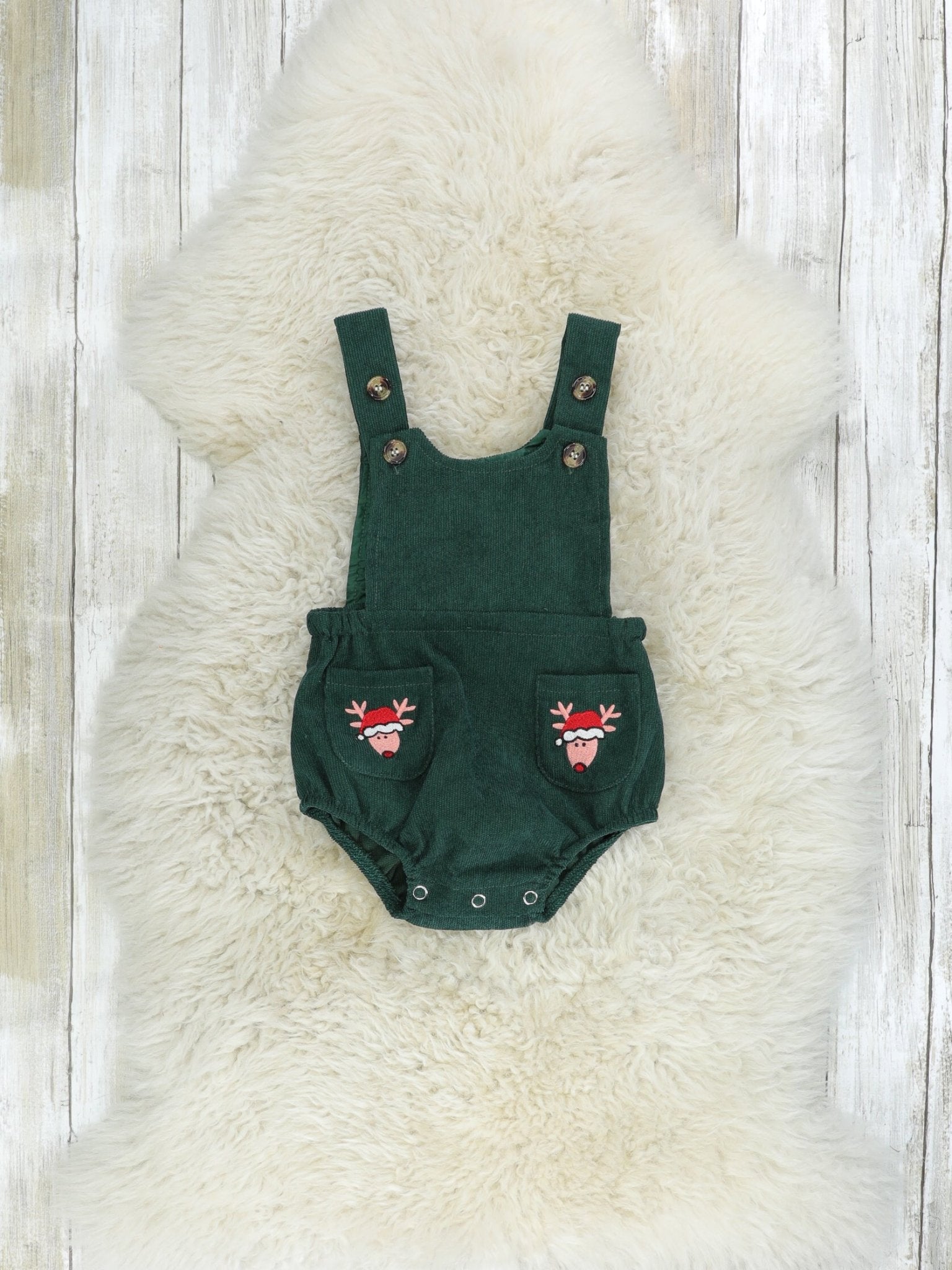 Striped Reindeer Pocket Onesie Outfit - Marie Nicole Clothing